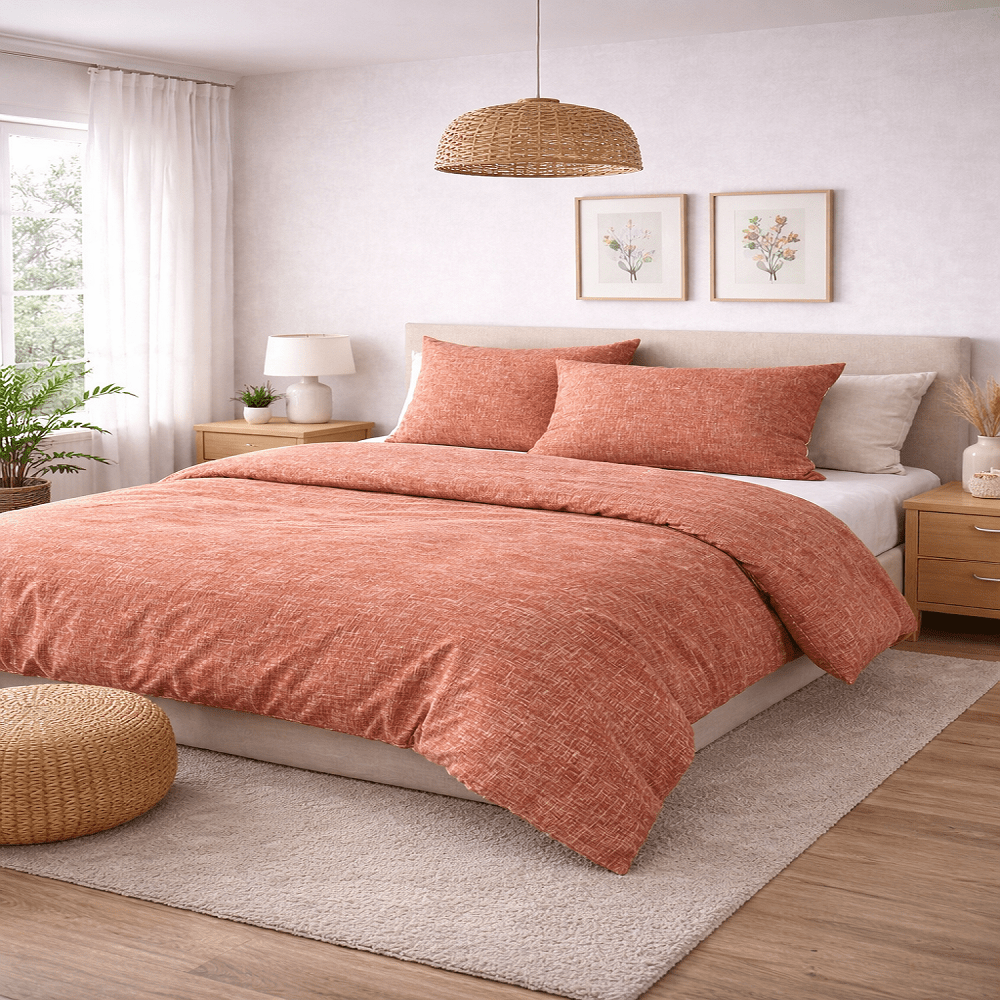 E-shop Bettwäsche Set 2-teilig 135x200 cm Deckenbezug 80x80 cm Kissenbezug – Mikrofaser Bettwäsche Flieder oder Apricot – Deckenbezug & Kissenbezug –