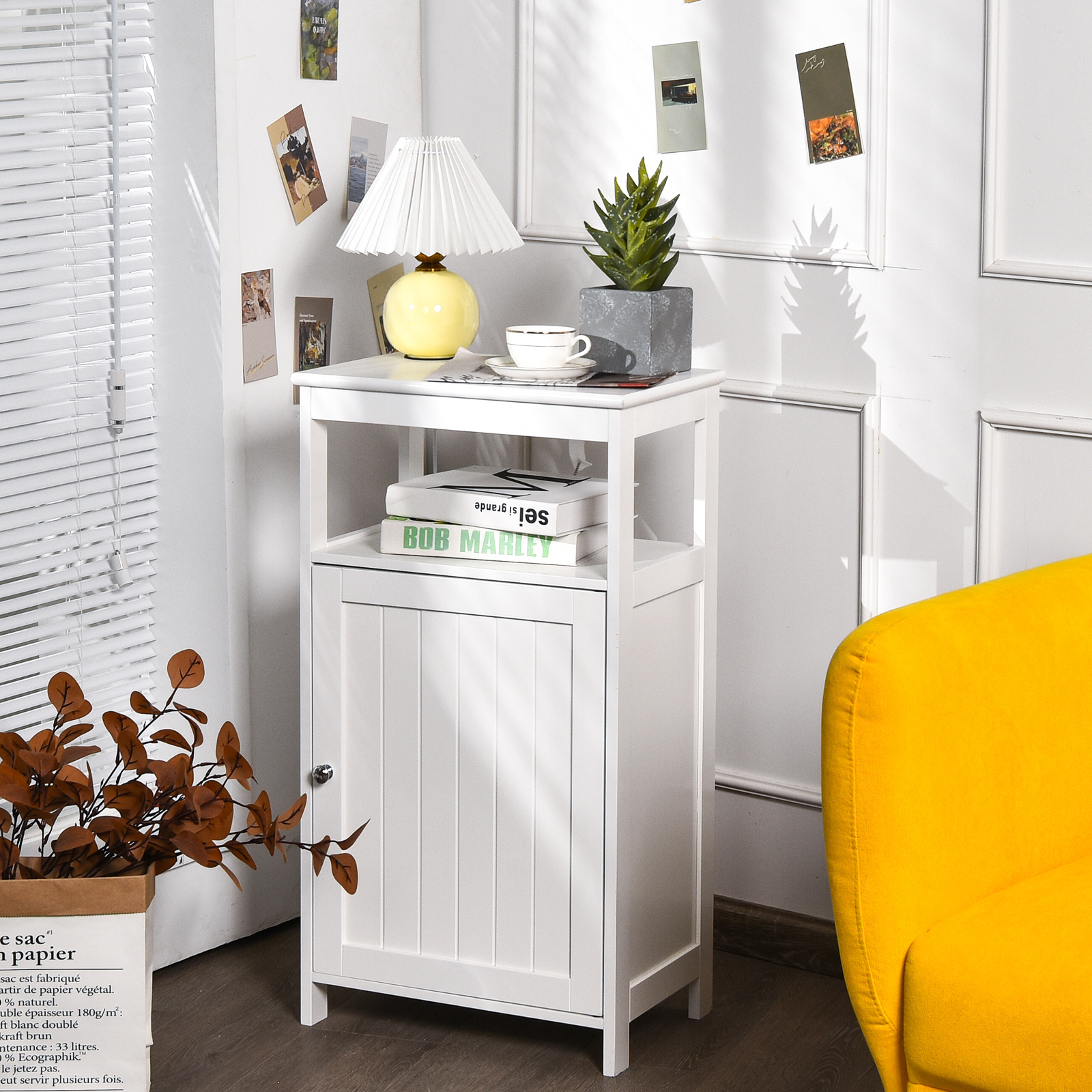 GOFLAME Freestanding Bathroom Floor Cabinet with Adjustable Shelf
