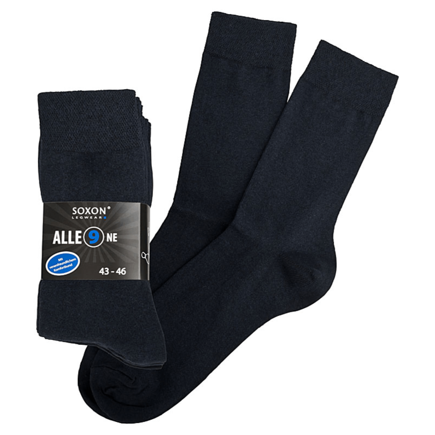 Premium Unisex Socks Black 9 Pairs - Size 35-46 / & Durable / Elastic Cuff, Slip-resistant Fit / For