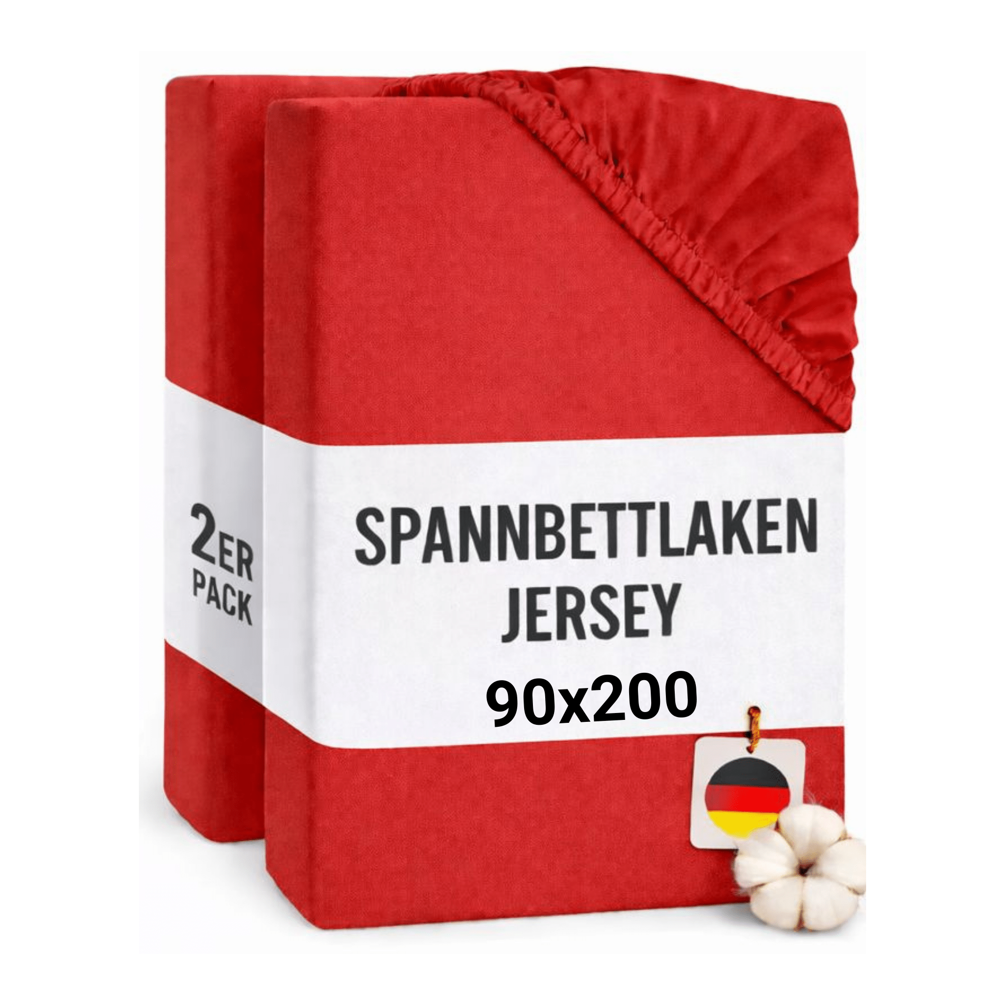 E-shop Jersey Spannbettlaken 2er 90x200 100% Baumwolle, 135 g/m² – Weich, Atmungsaktiv & Hautfreundlich – Mit Rundumgummi für Matratzen, Topper &