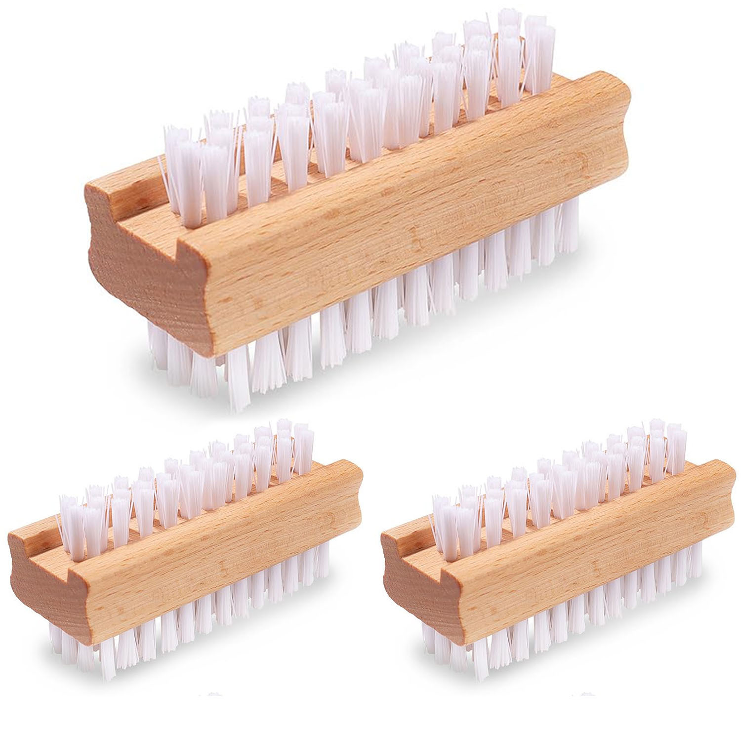 TEMU Taylor & Brown 3 Pack Wooden Nail Brush, Double-sided Nail Scrubbing Brush With Firm Plastic Bristles (set Of 3) - - , Feet & Nails