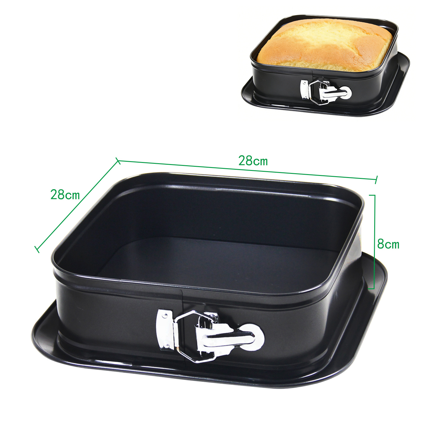 TEMU Bandeja de Hornear Cuadrada de Acero al Carbono con Pestillo (28cm, 0.4mm Grosor)