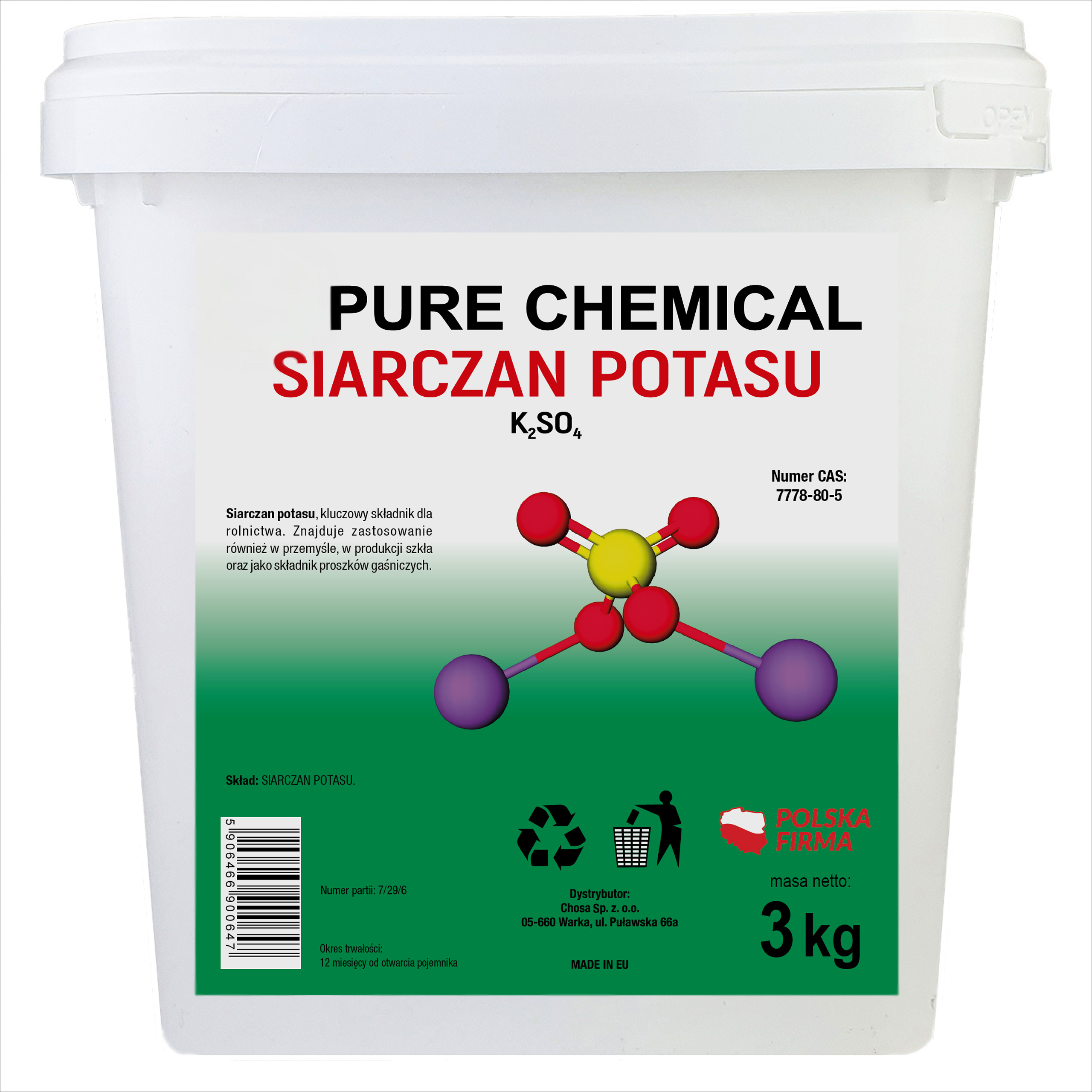 TEMU Kaliumsulfat K₂SO₄ – technisches Pulver – reines Produkt – 3 kg