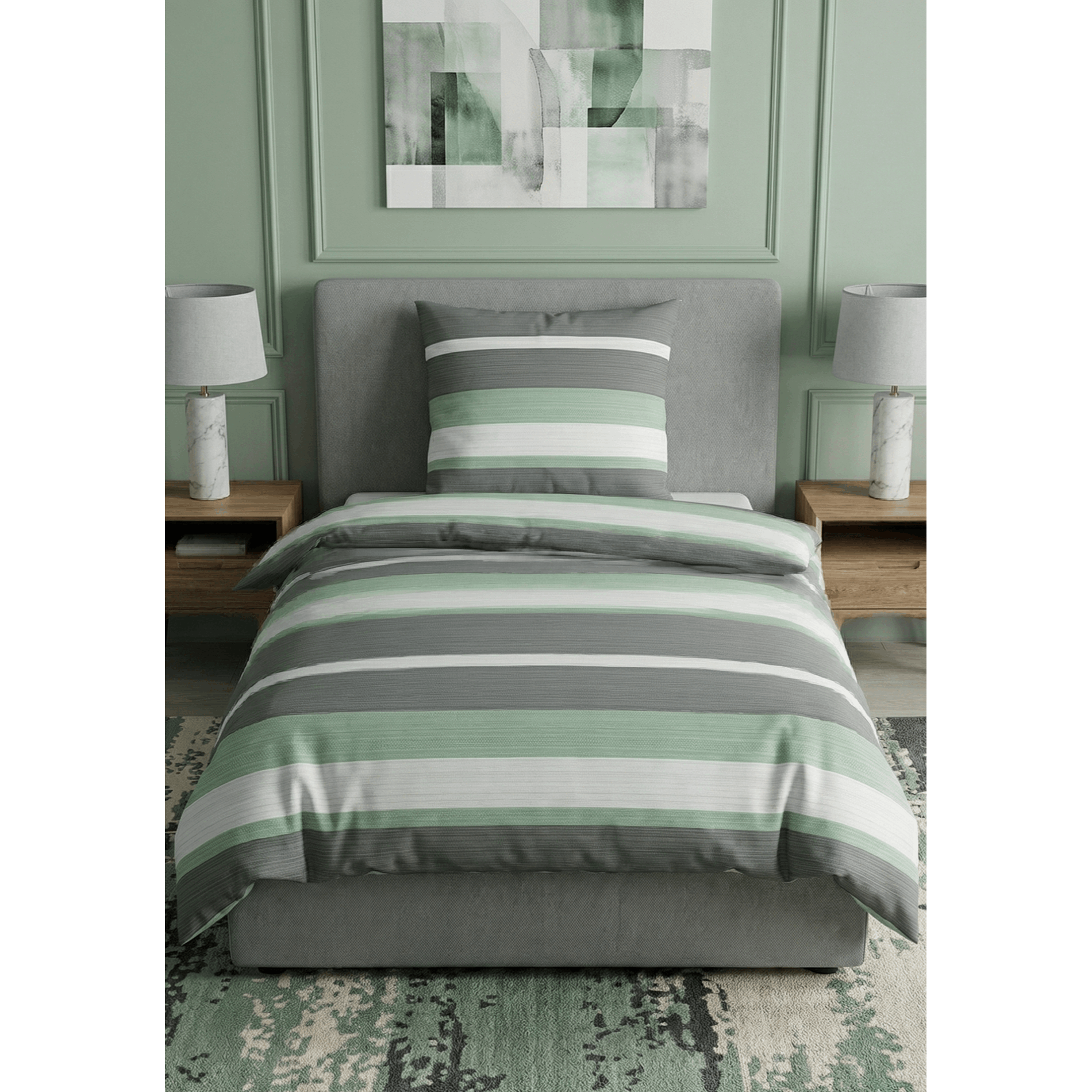 Sleep - - Branded Bed Linennoble Flannel Bed Linen 0080752 Fir Cross-stripe
