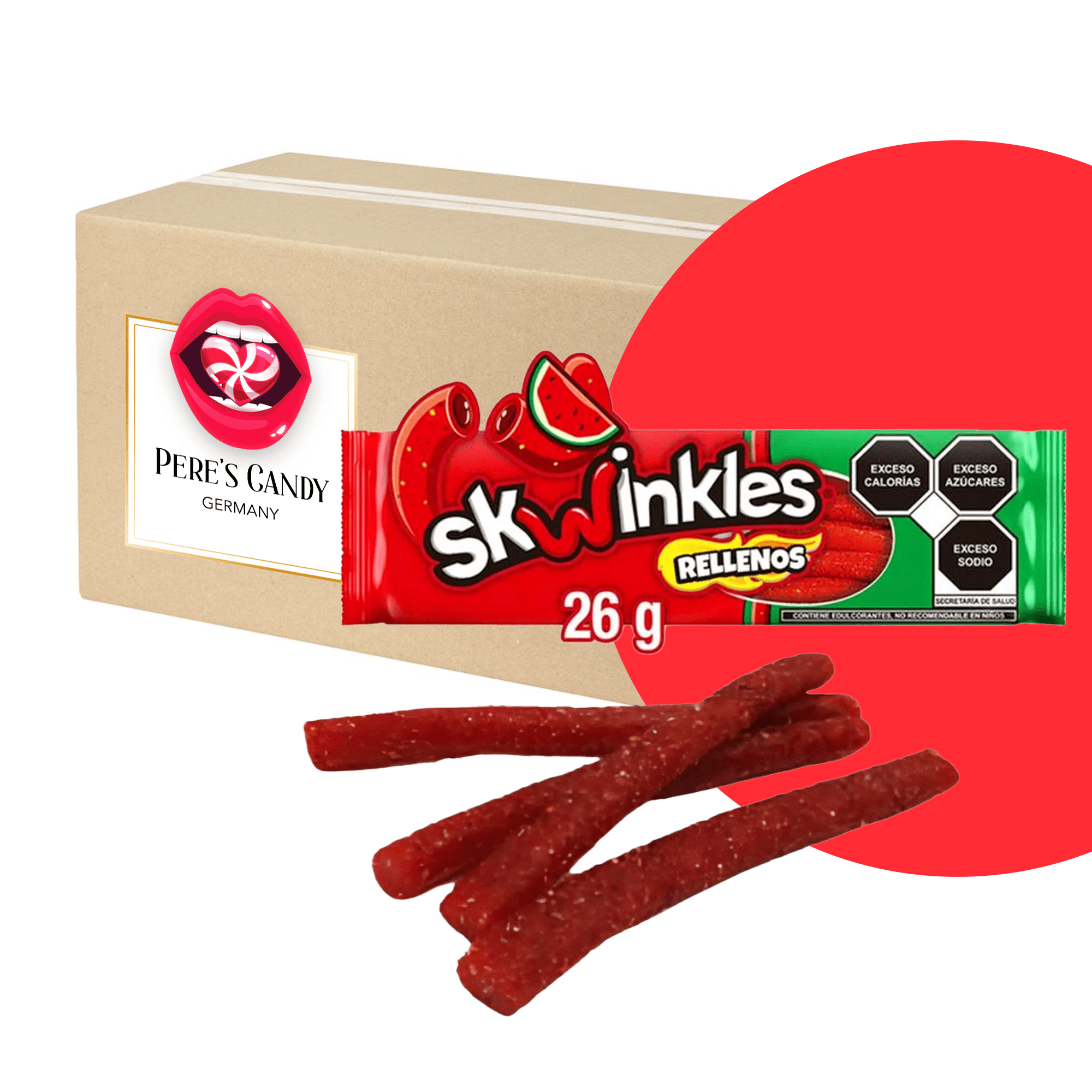 2er Pack Skwinkles Rellenos Sandia - Watermelon Flavor Mexican Candy 26g