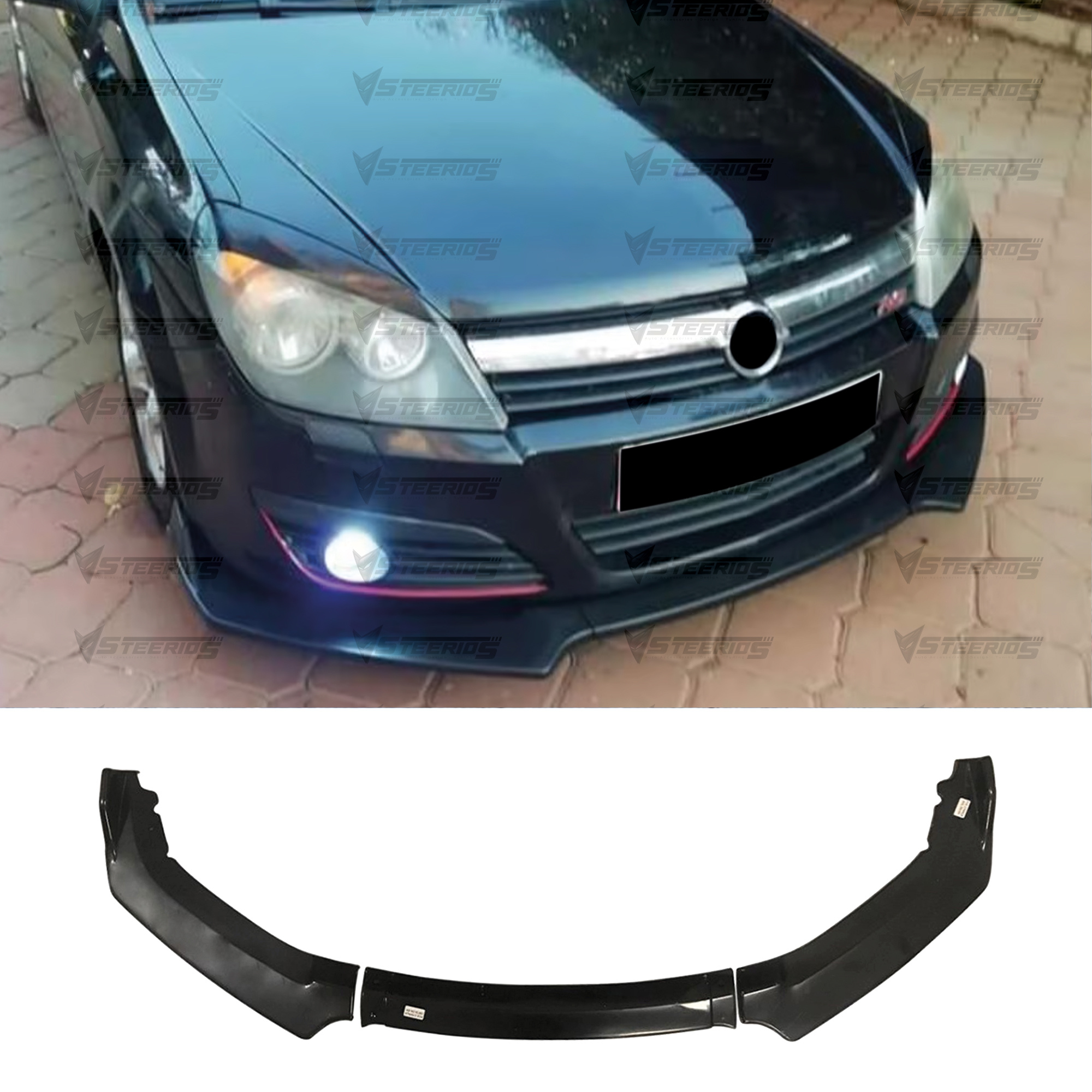 TEMU Frontbumper Lip Wrap voor Opel H 2004-2010 Compatibel FC5 Model 4 stuks & 3 stuks Kleur Splitter Verstelbare Universele Auto Tuning