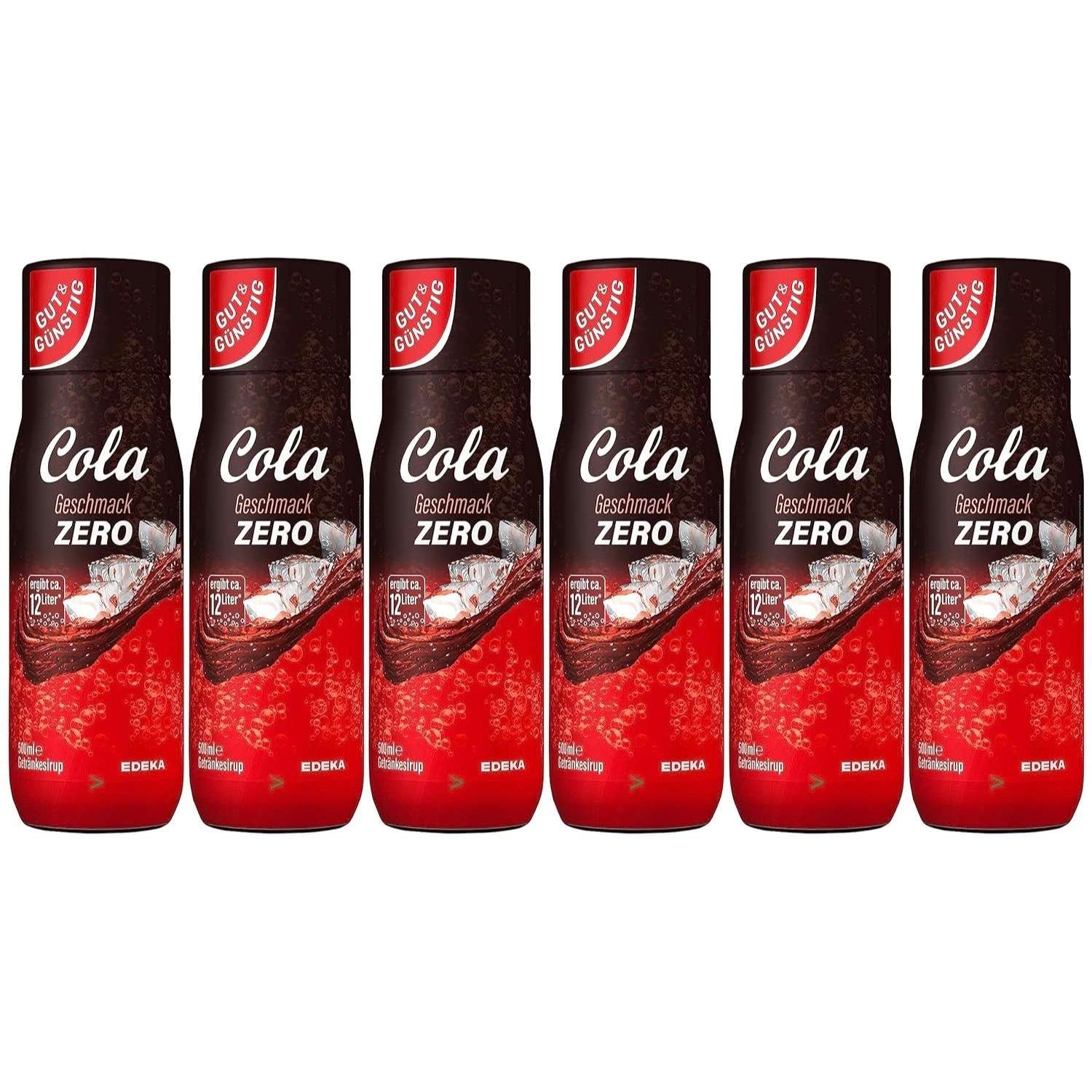 E-shop Gut & Günstig Cola Zero Getränkesirup | 6er Pack (6 x 500 ml) | Zuckerfrei | Ergiebiger Sirup für Wassersprudler