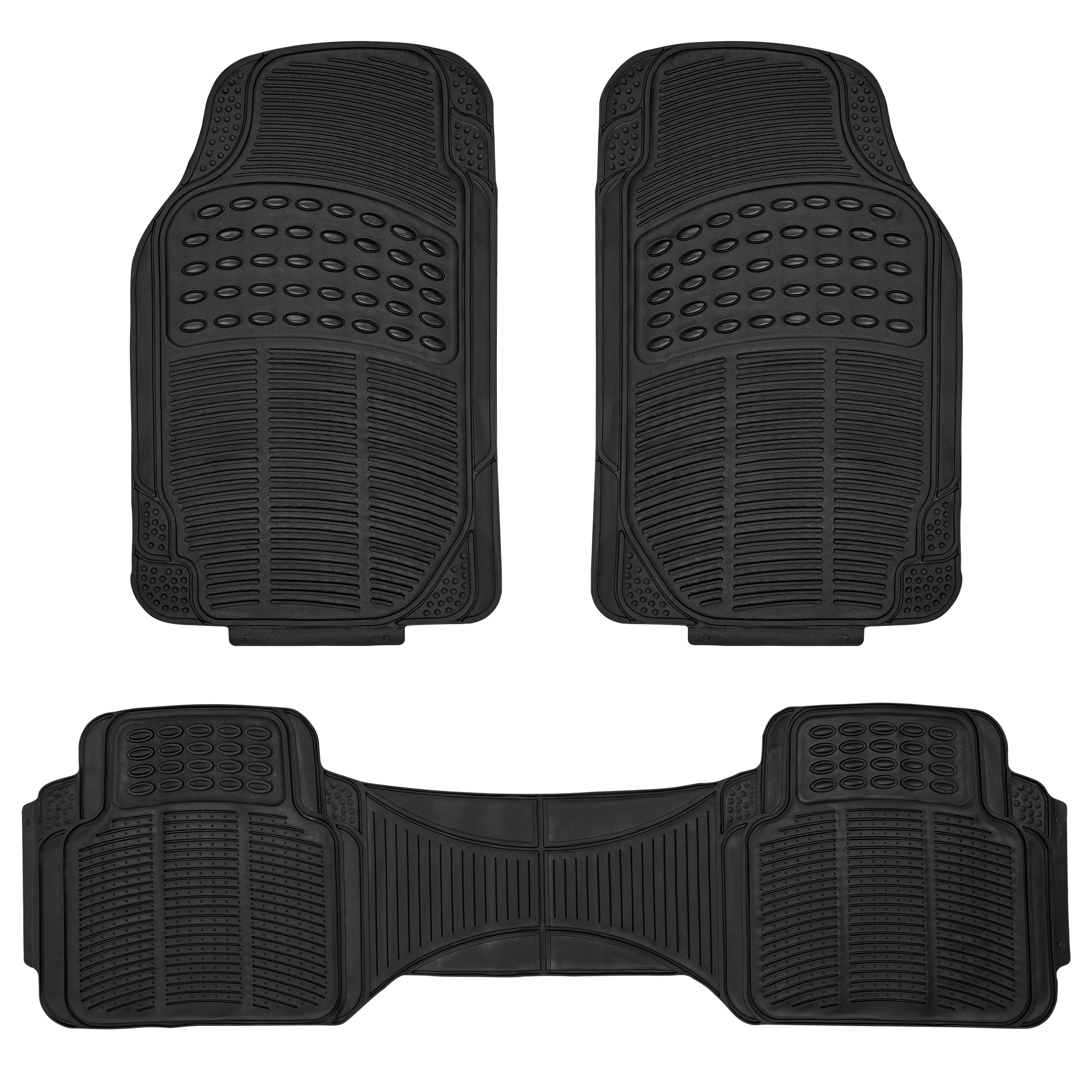 3 piece   heavy duty rubber floor mat universal non slip floor mats waterproof   all weather protection for cars   suvs trucks