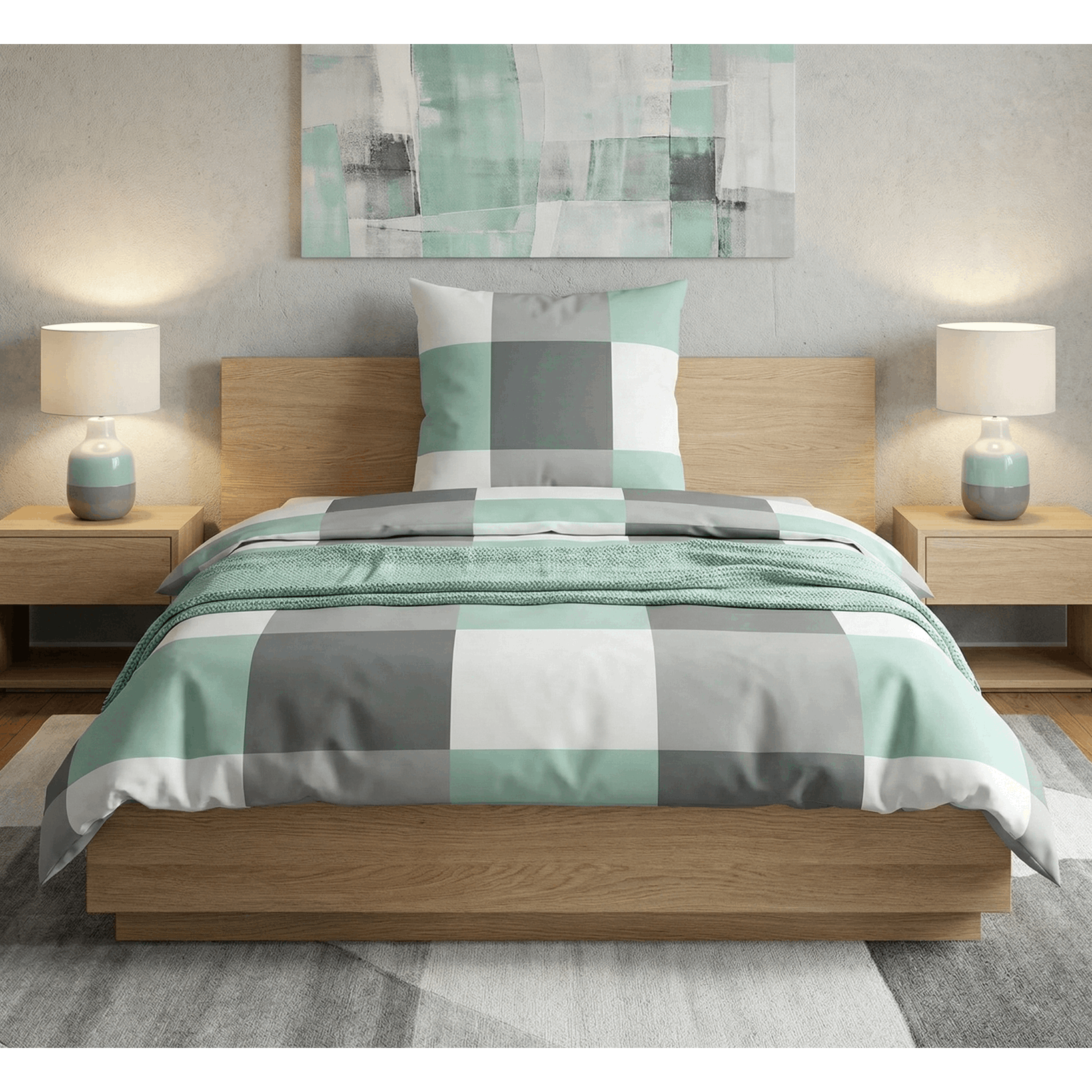 Sleep - - Bedding 0360750 Mint Checkered