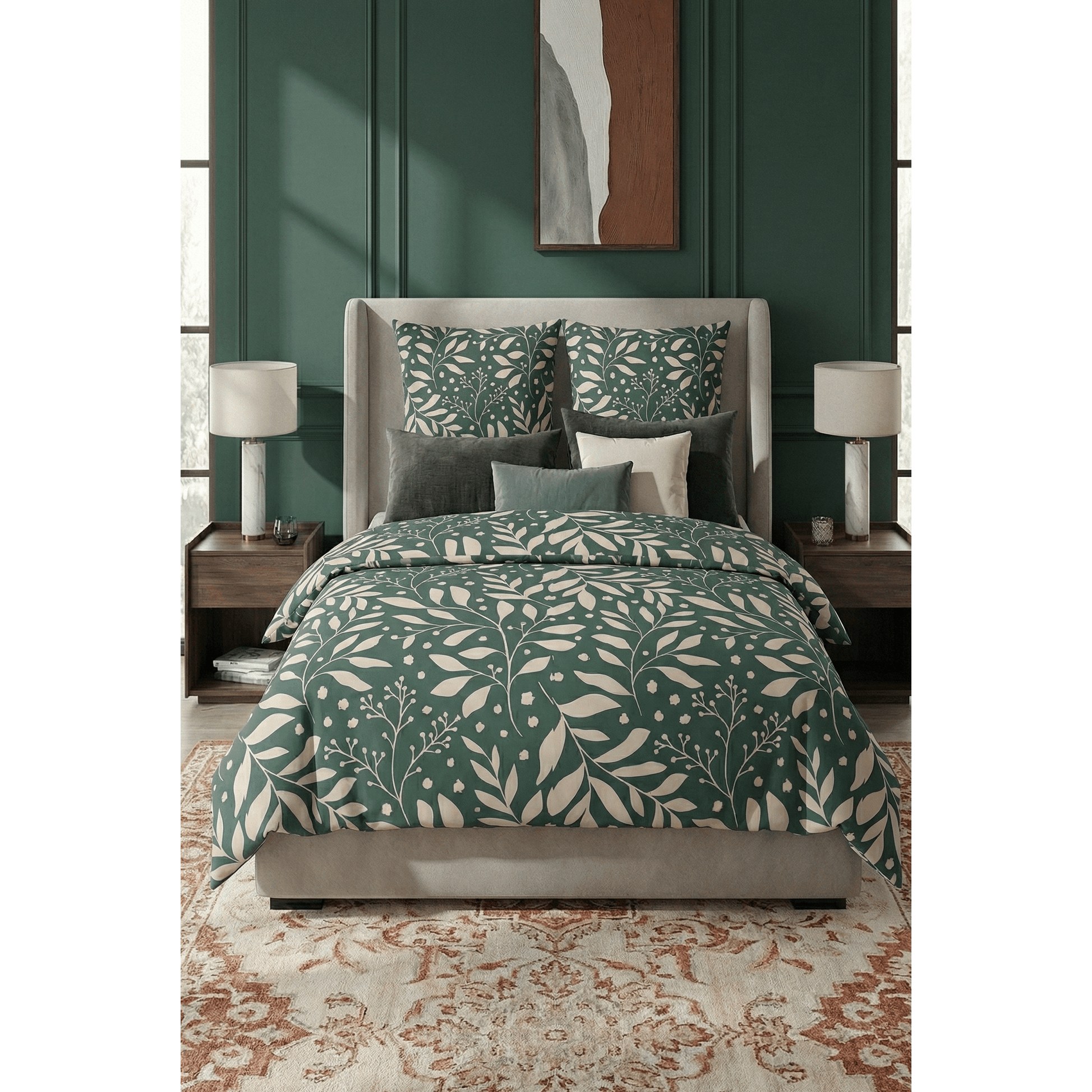 Sleep - - Branded Bed Linen Jersey Bed Linen 0070733 Reed Leaves