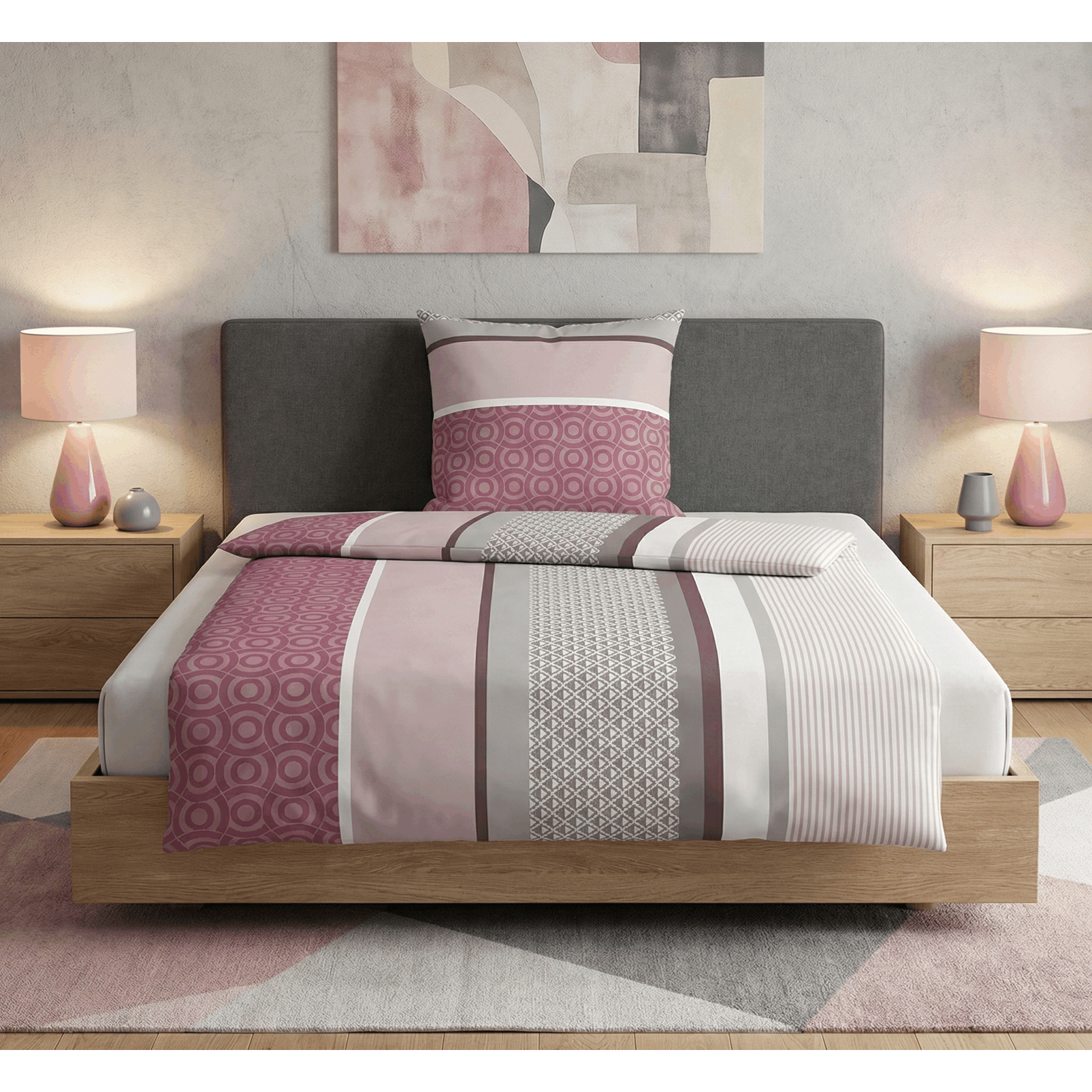 Image of Sleep - - Branded Bedding Set 0360978 Dusty Pink Stripe Mix