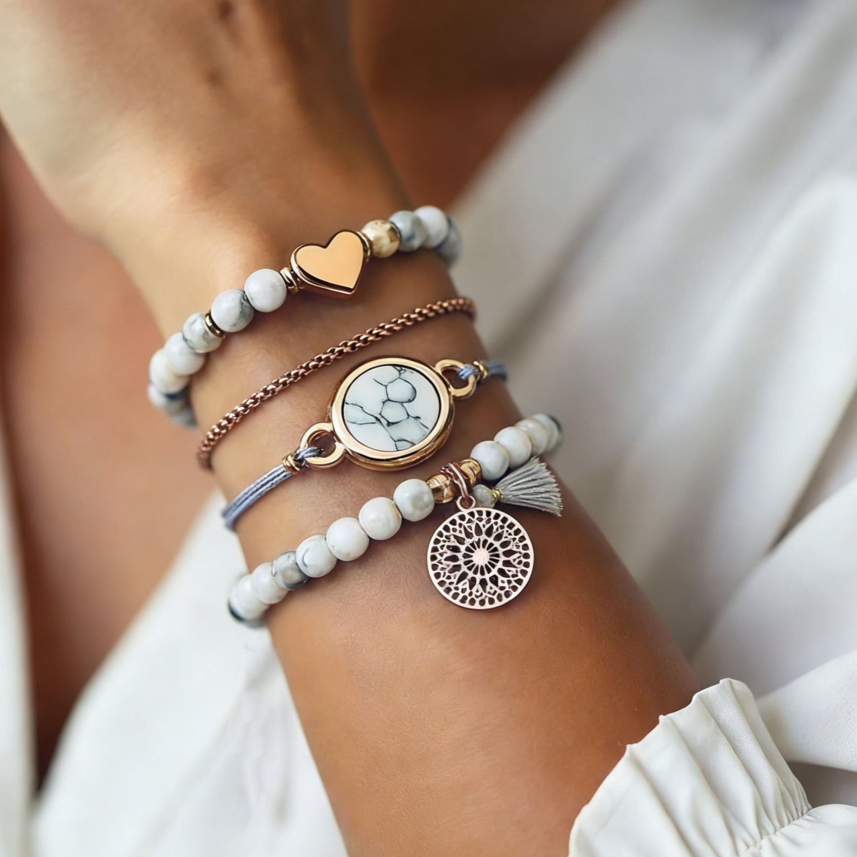 Image of 4pcs Bracelet Set For Women – Layered Tassel Bracelets, Adjustable & Stackable, Pearl Chain Bracelets For Women And Girls, Gift For Valentine's Day, Birthday Or Christmas