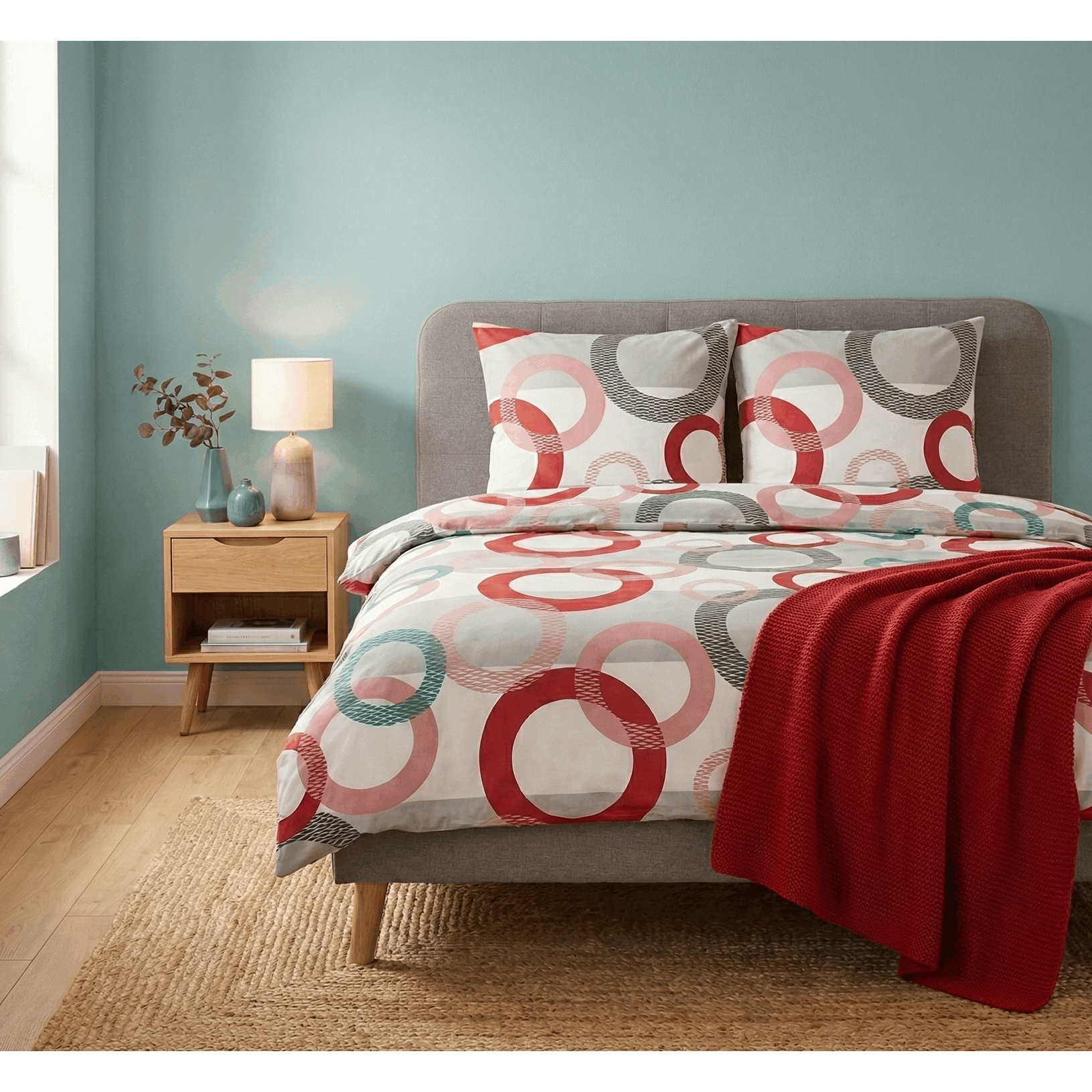 - - Brandedbed Linen Reinforced Bed Linen 0040568 Storm Grey Circles
