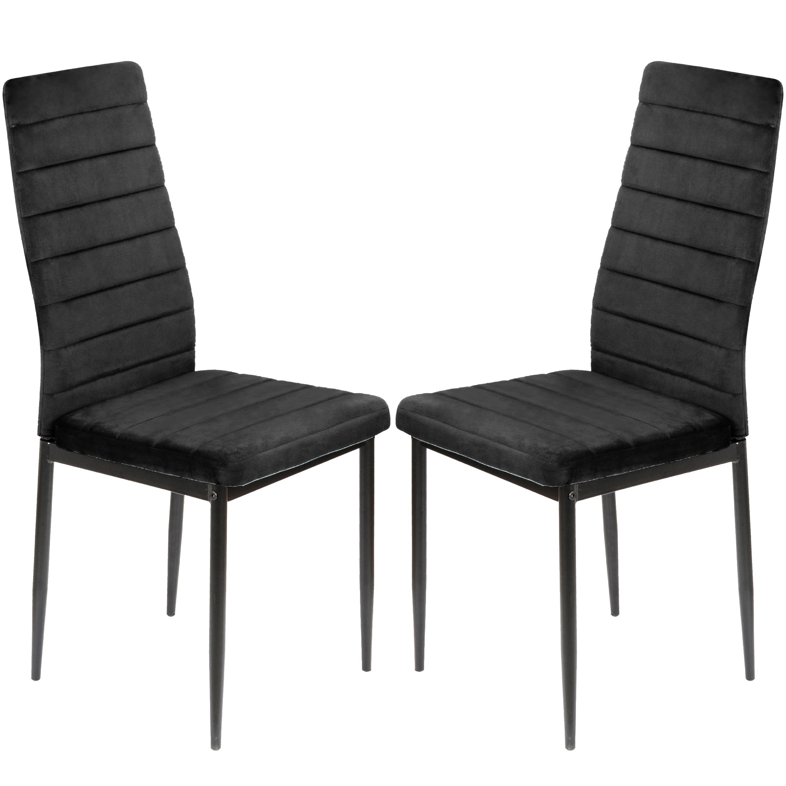 TEMU 2 x Sedie Tappezzate Trapuntate in Velluto, Nere, per Sala da , Cucina, Ufficio, Hotel, Trapuntate, con Gambe in Metallo