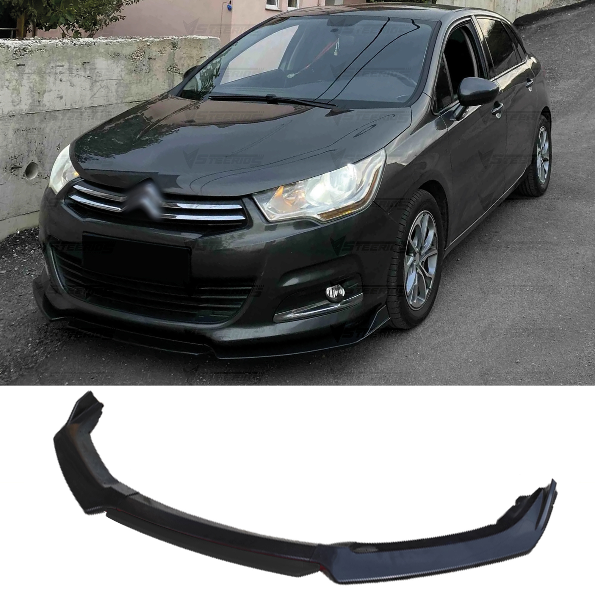 TEMU Front Bumper Lip Wrap For C4 2004-2018 Compatible Fc5 Model 4pcs & 3pcs Colors Adjustable Universal Car Tuning
