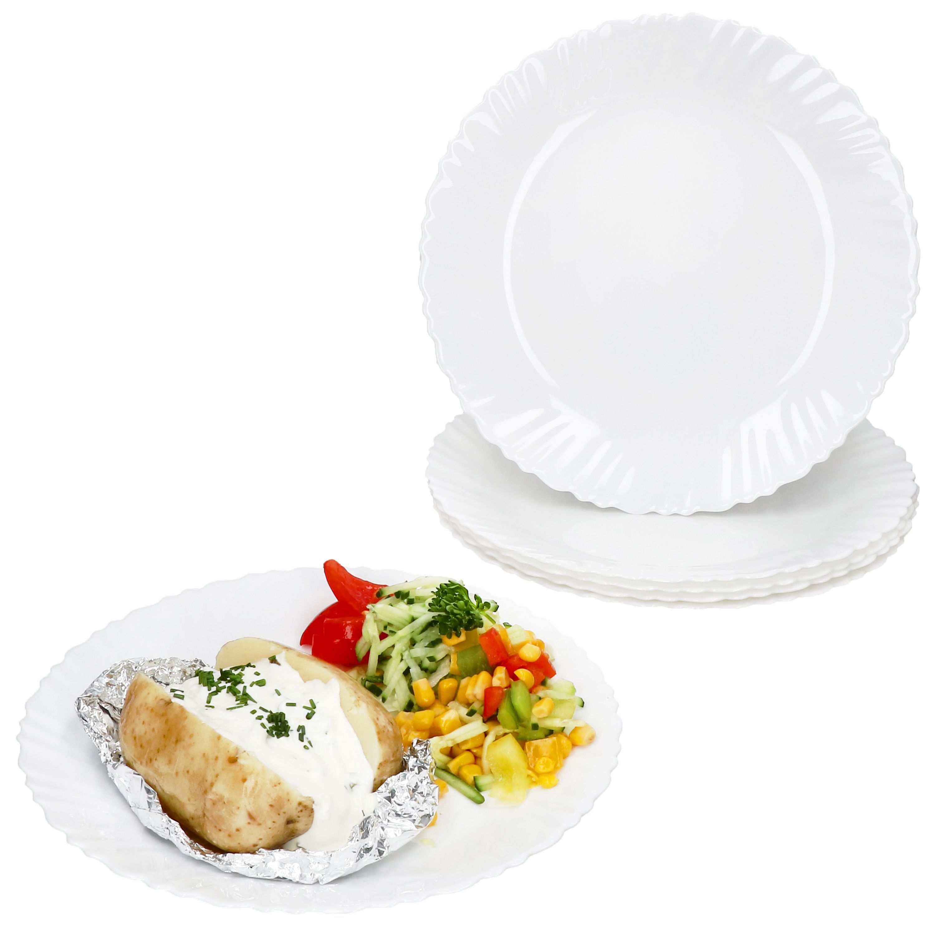 6pcs Dinner Plate Set Made Of Opal Glass, Ø 24 Cm - 77763