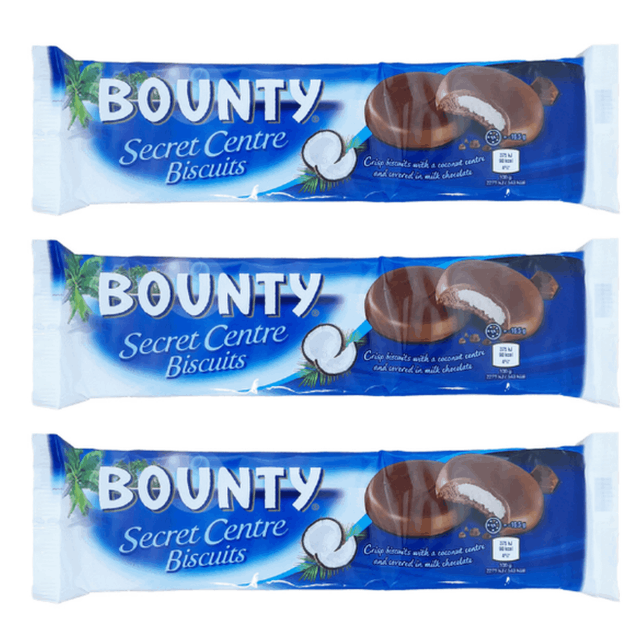 Bounty Secret Centre Biscuits 3 X 132 G | Uk Import | Crispy With Creamy Coconut Filling, Wrapped In Delicate Milk Chocolate – Value Pack