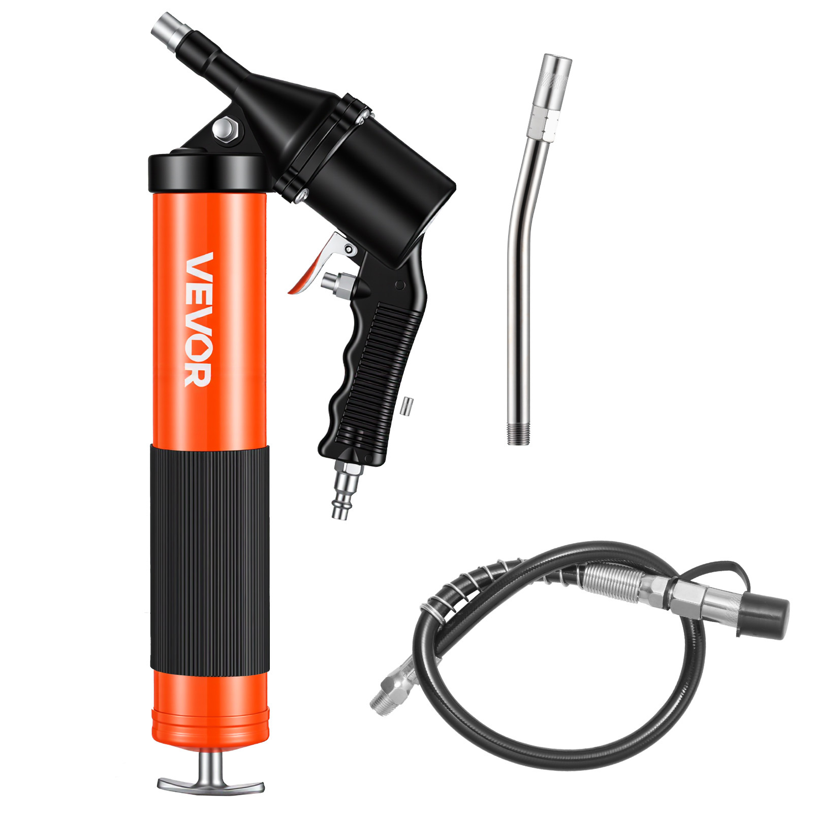 TEMU Vevor Grease Gun, 6000 Psi High Pressure, Heavy Duty Grease Gun Kit With 0.4 L Capacity, Includes 45.7 Hose, 1 Extension Rigid Pipe And 2 Flat