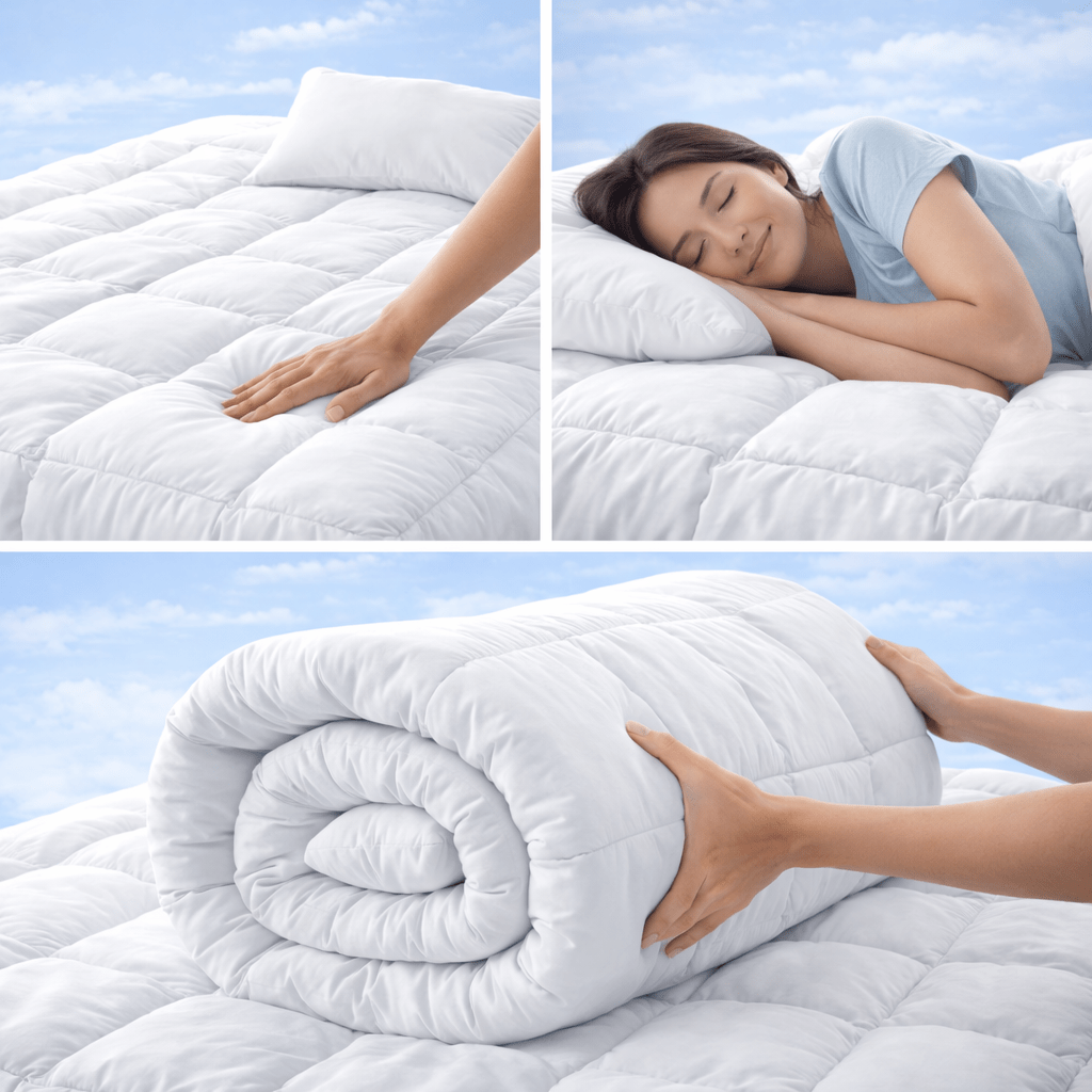 Luxury Extra Thick Mattress Topper – Soft, Breathable Box Quilted Bed Topper with Corner Straps, No Lumping | Single, Small Double, Double, King & Super King