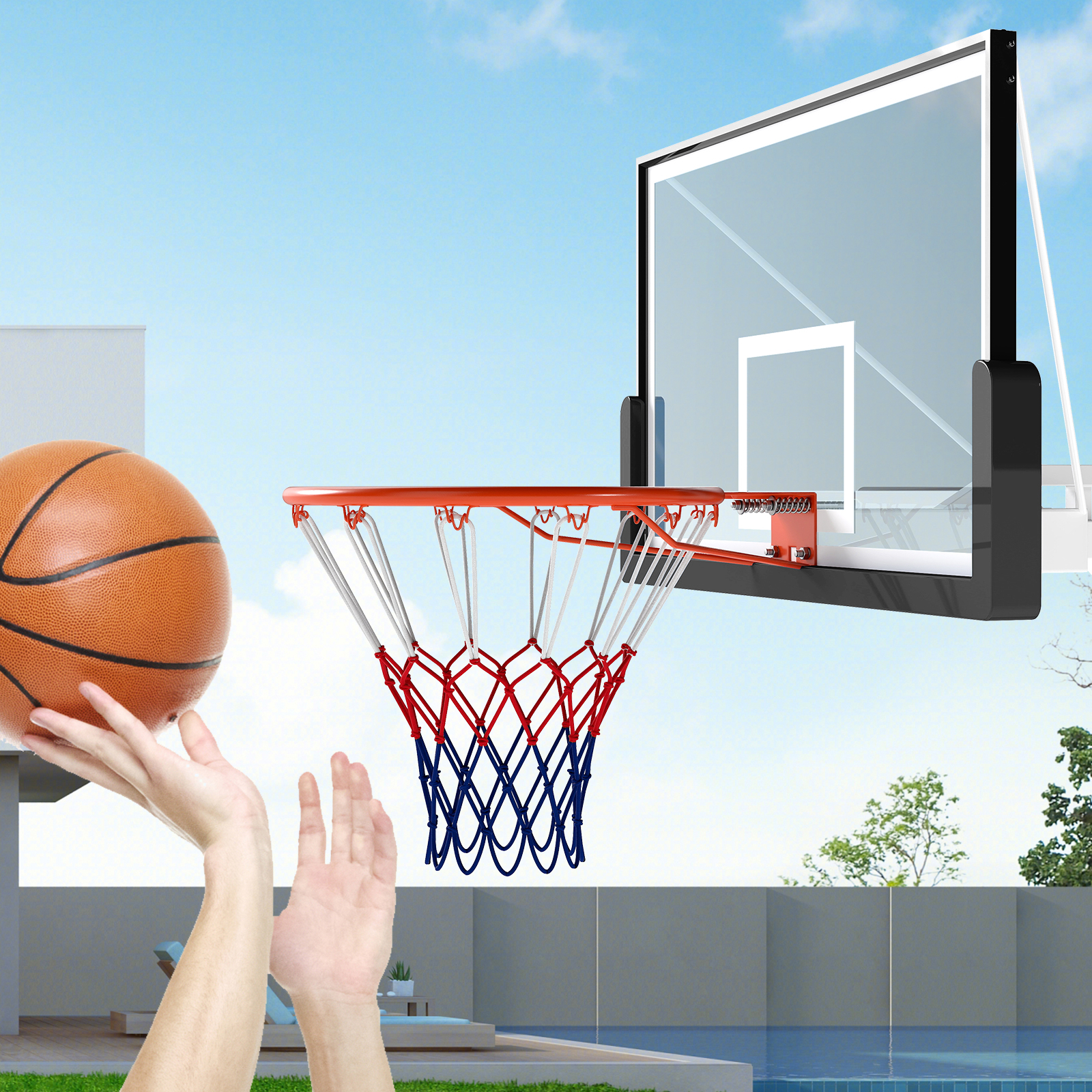18" Standard Basketball Rim, Heavy Duty Rim Replacement For Most Backboards, Shock-absorbing Springs