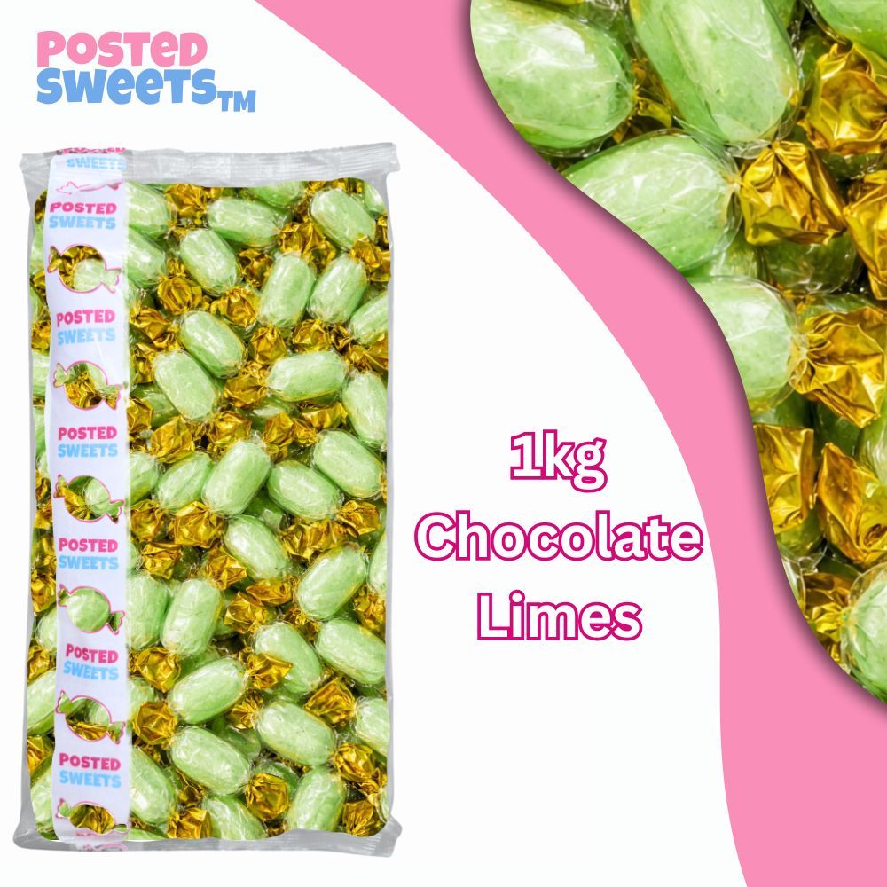 TEMU 1kg Chocolate Limes – Traditional Fruity Boiled Sweets With Chocolate Centres | Classic Retro British Candy Bulk Bag