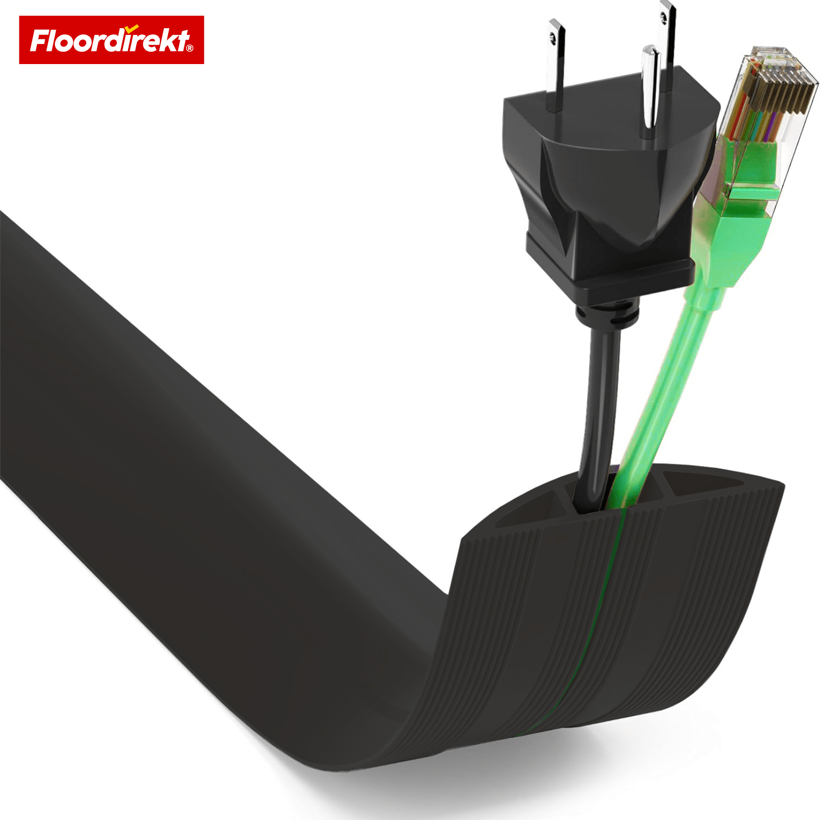 Image of Floordirekt Floor Cable Channel As Trip Hazard Protection – For 2 Cables – Flexible, Cut-to-size – In 4 Lengths (1.8 / 4.5 / 9 / 30 M) And 3 Colors