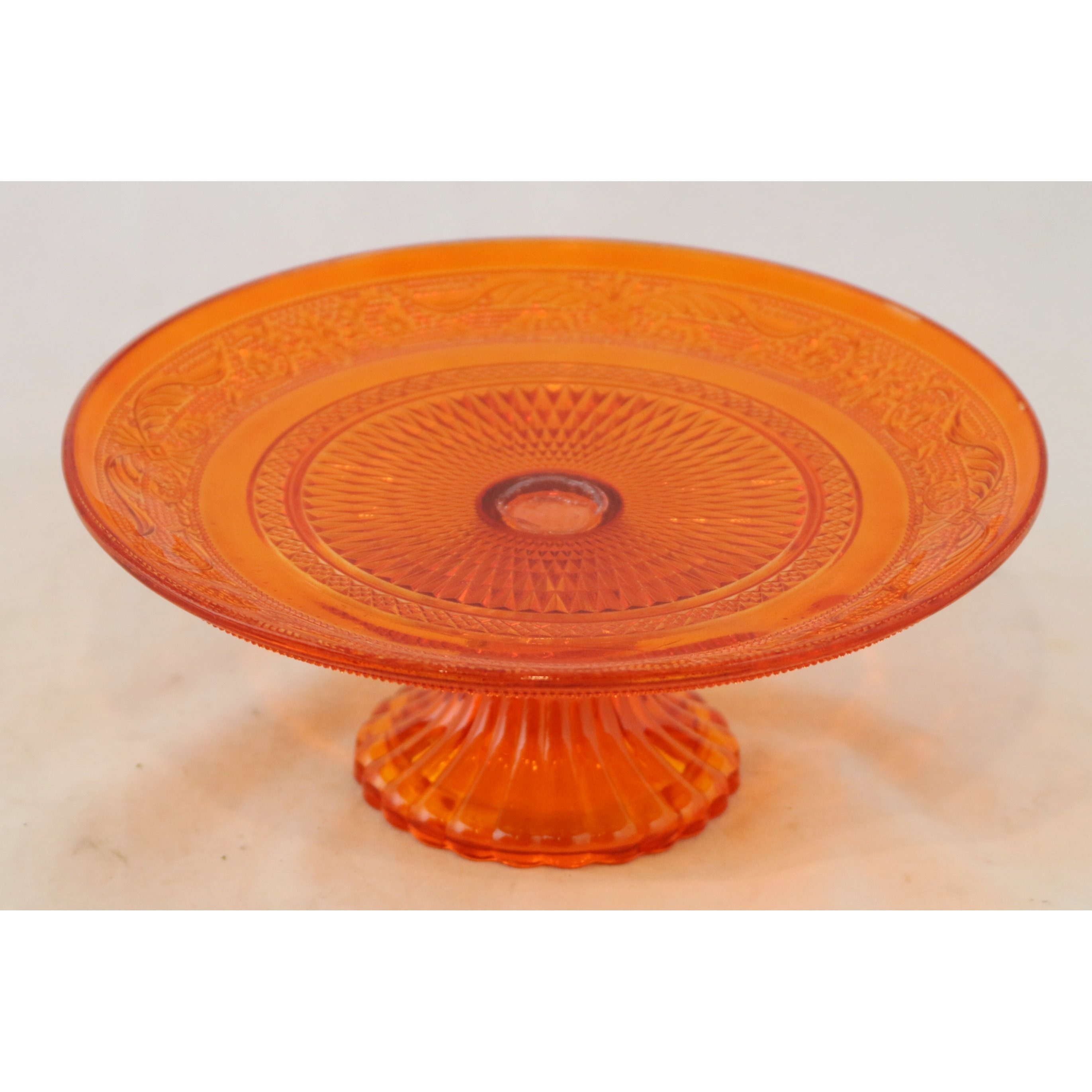 Orange Glass Plate With Stand – Decorative Presentation Plate, 20 Cm