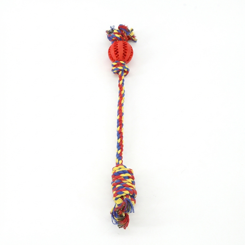 Rope Toy For Dogs With Rubber Chew And Tug Ball