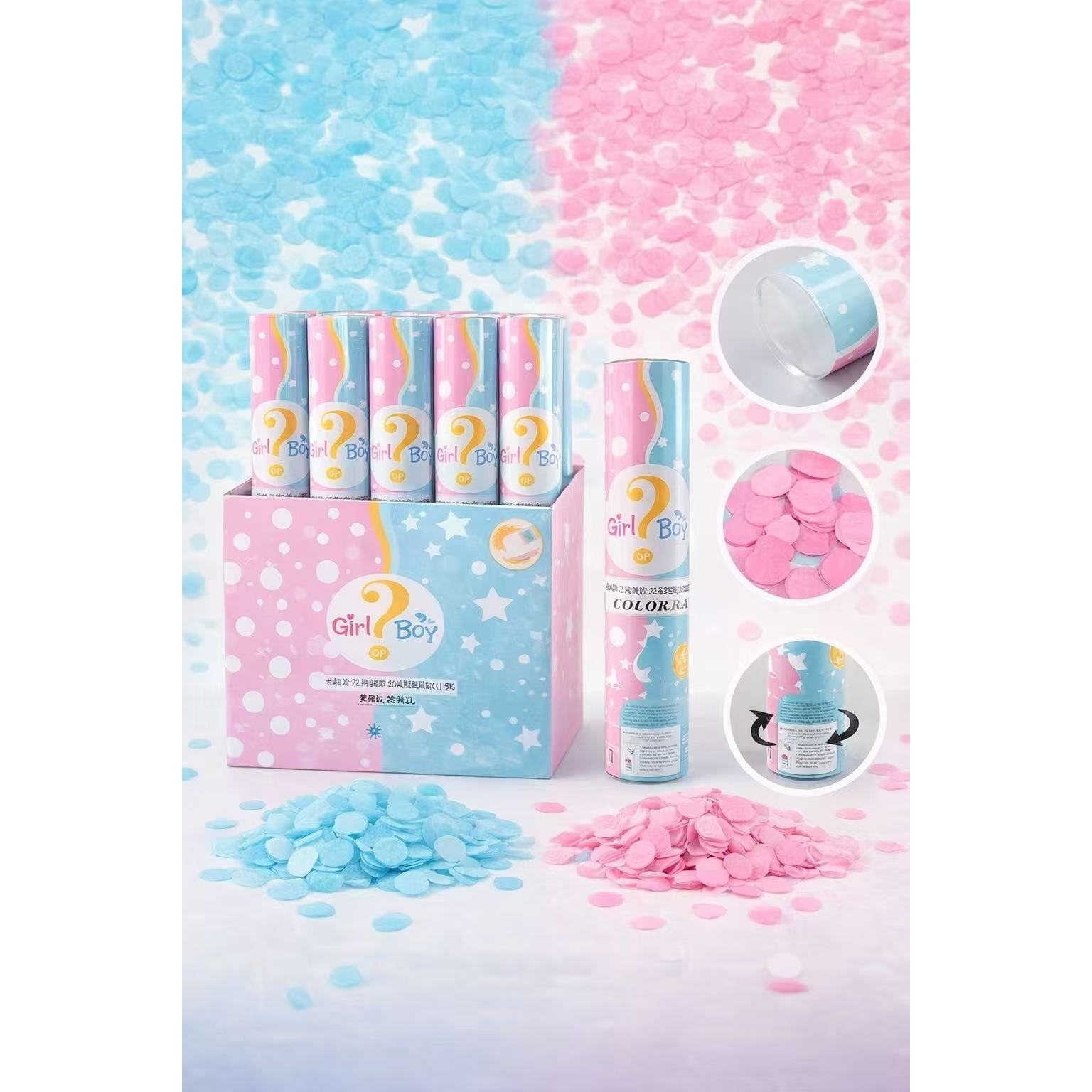 Image of 2-piece Confetti For Gender Reveal In Blue And Pink, Ideal For Weddings, Bachelorette Parties, Birthdays, Baptisms, Baby Shower Decorations, Table Decor, Party Accessories