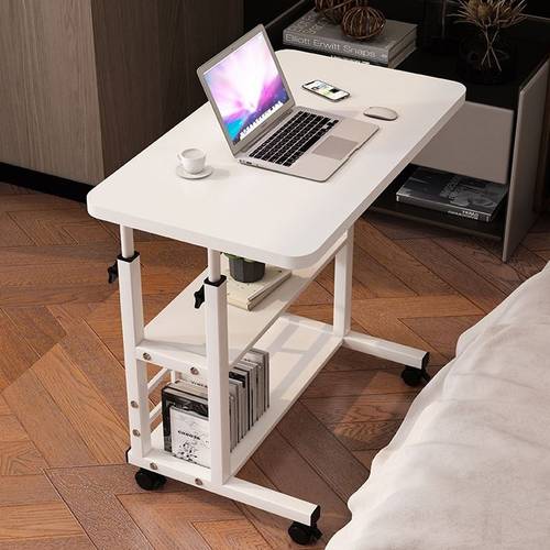 one height adjustable three tier mobile storage table with swivel casters tabletop dimensions 80cm x 40cm suitable for use a bed or sofa as a computer desk or for storage or study