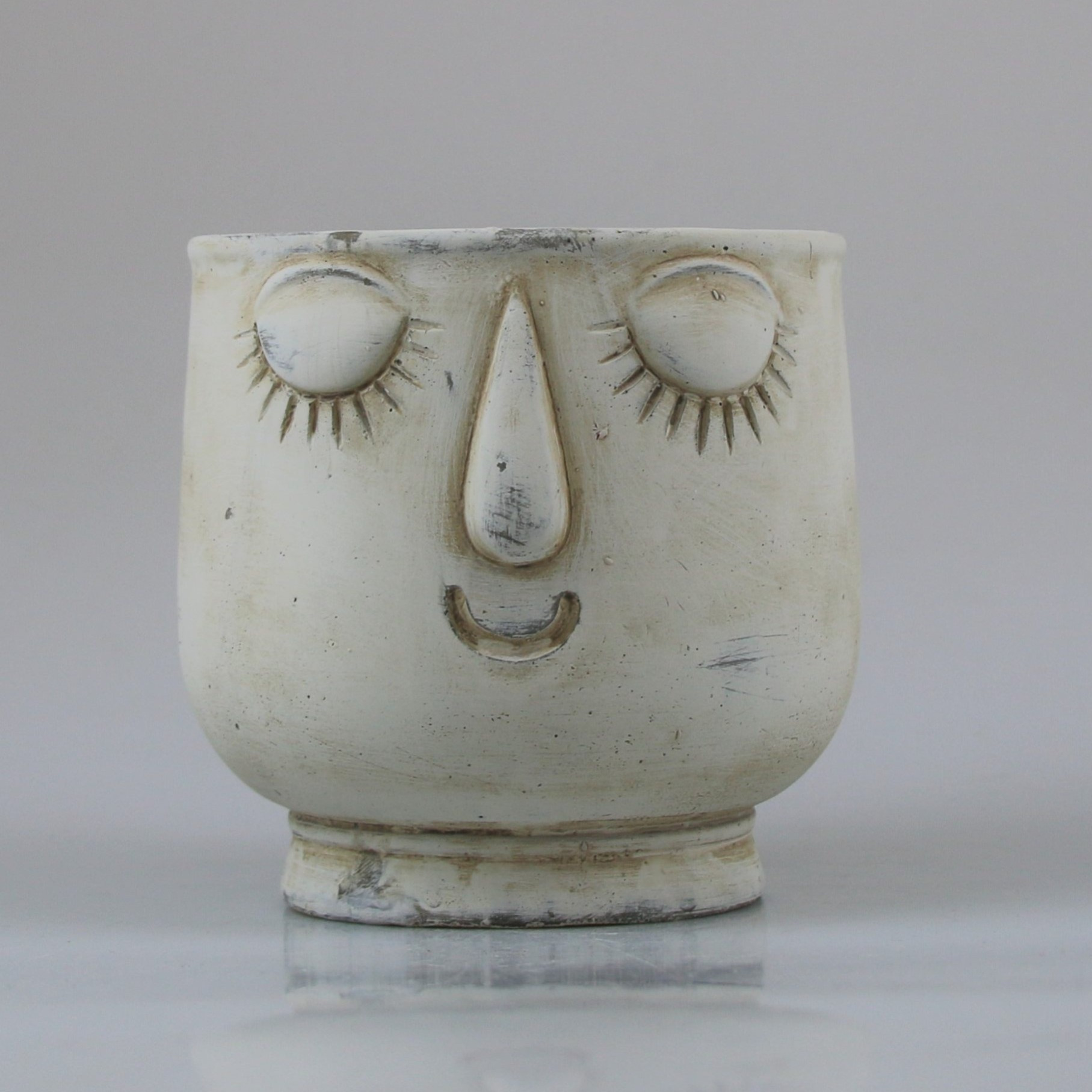 Cream Plant Pot – Adorable Flower Pot Design, 14x13 Cm