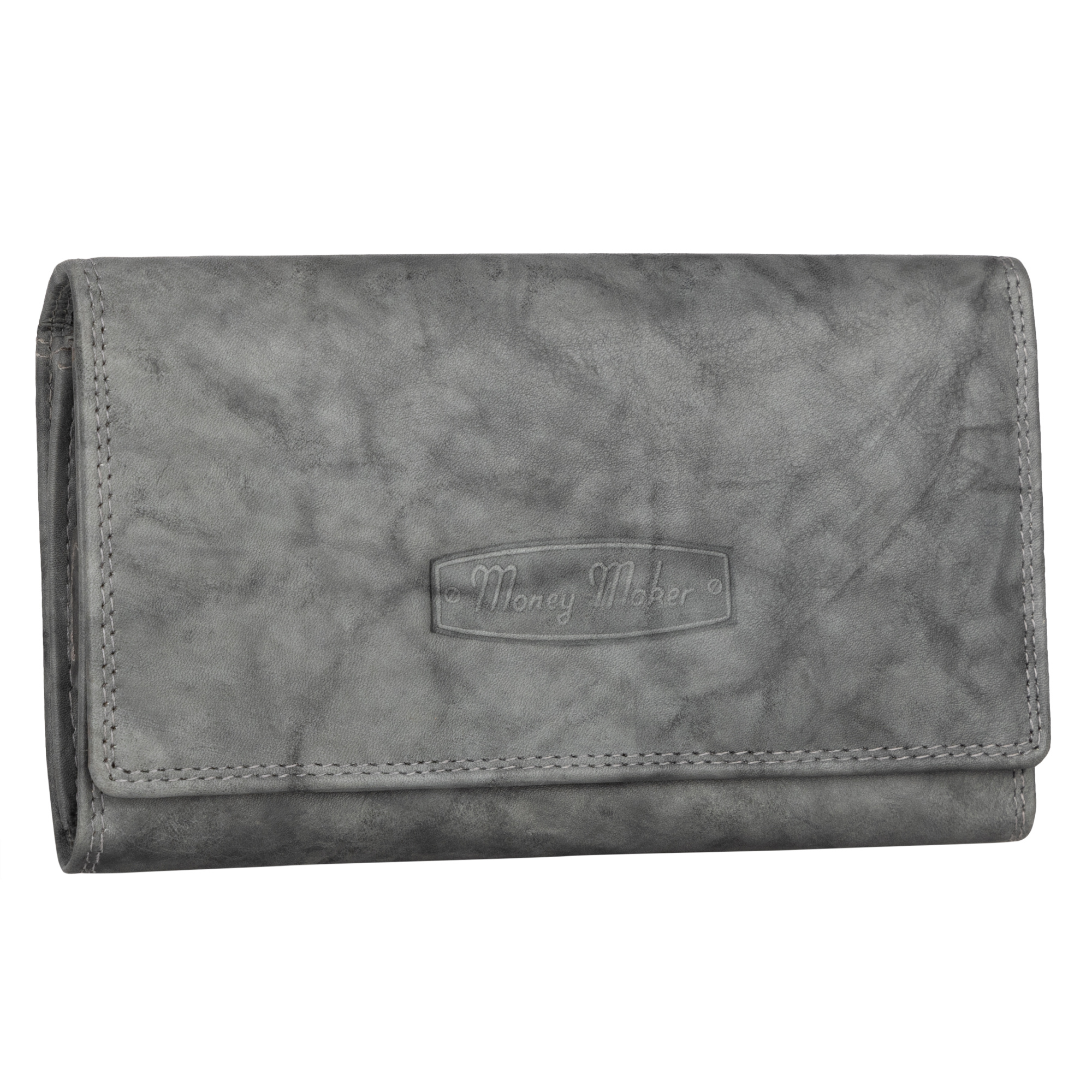 Ladies' Wallet Rfid Wallet Women's Wallet Long Format Real Leather 4 Cash Compartments Grey