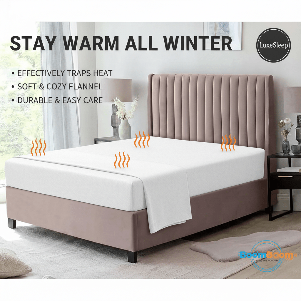 100% Flannel Fitted Bed Sheet – Warm & Cosy Thermal Bedding with Elasticated Corners, Soft Breathable Winter Mattress Cover for Comfortable Sleep