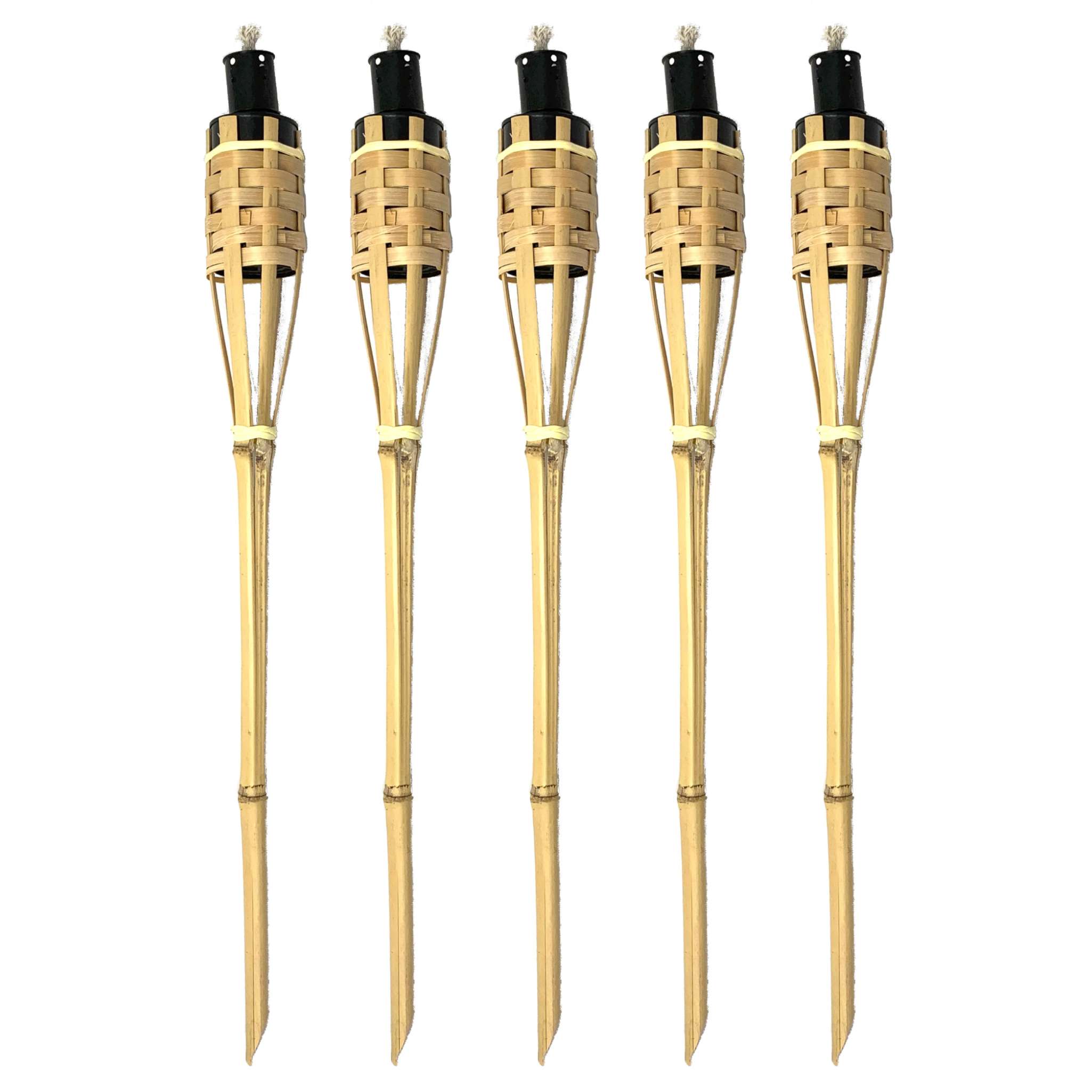 5-piece Bamboo Torch Set, Cm Natural Garden Torches, Oil Torches, Garden Decor, Oil Lamp, Pathway Light