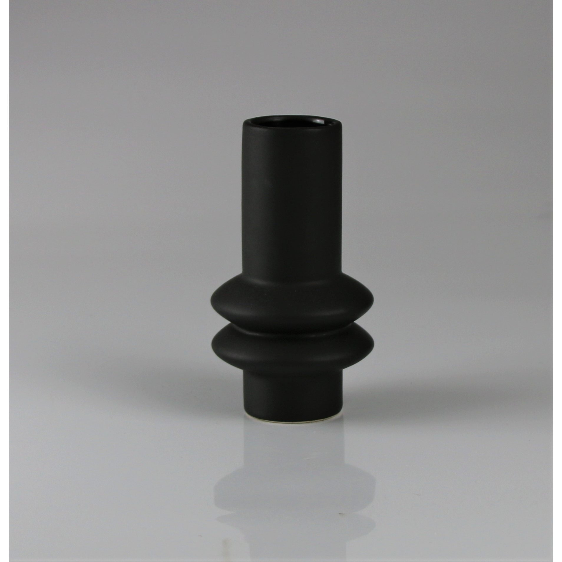 Image of Vase Black From Ceramic - Stylish Vase For Dry And 15 Cm