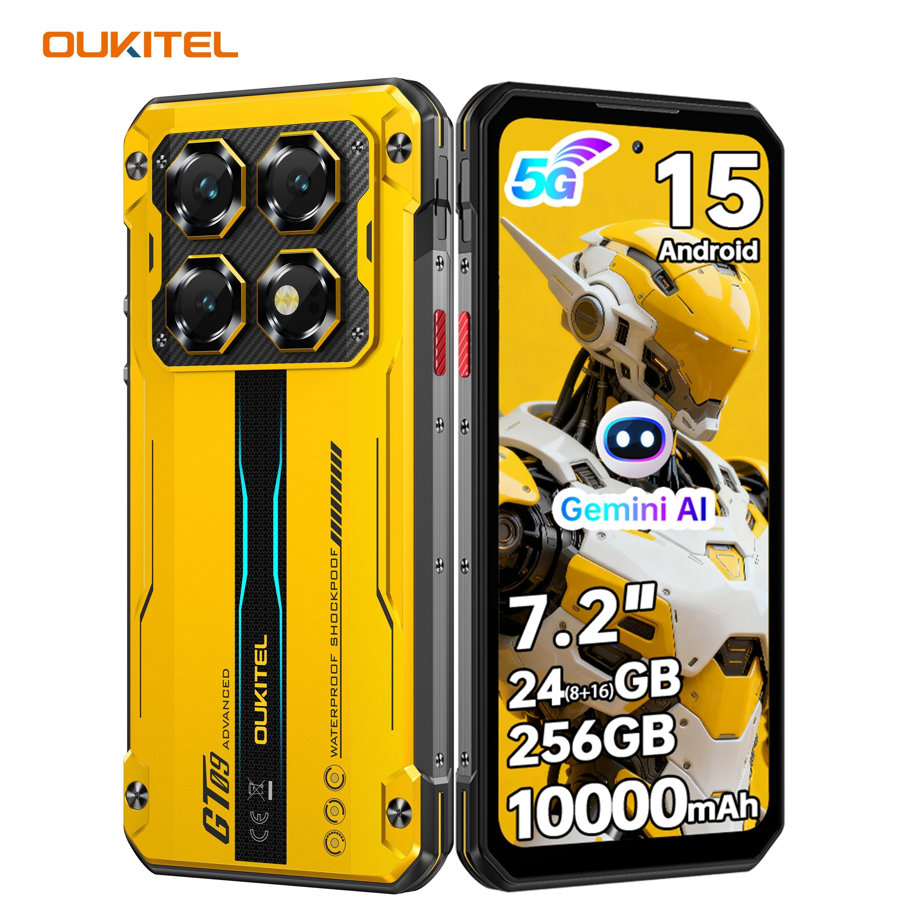 E-shop OUKITEL WP60 5G Outdoor Handy, 7.2" 120Hz Display Robustes Handy, 24(8+16)GB RAM, 256GB ROM, 7025, Robustes 15 Handy, 108MP, IP68 Wasserdichtes