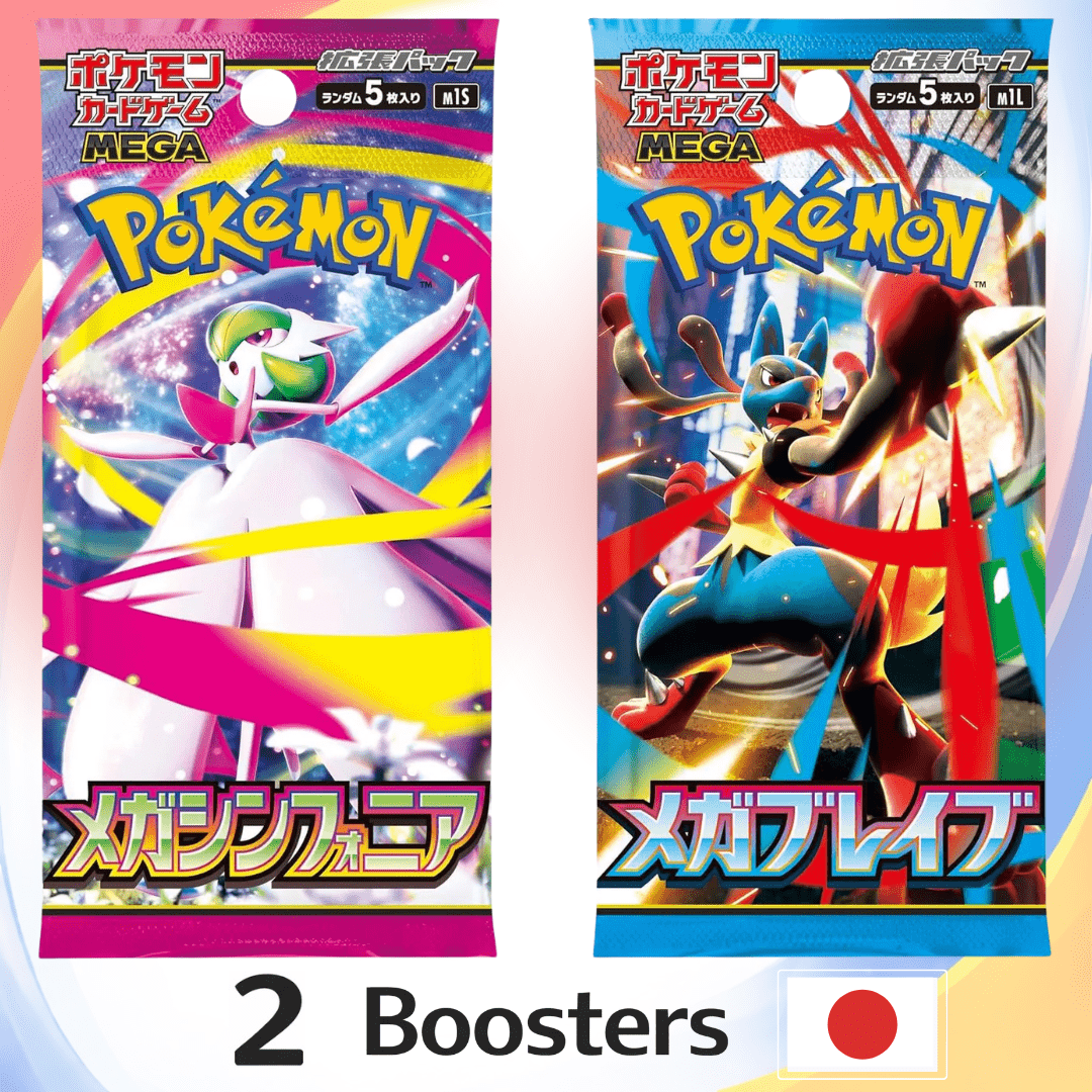TEMU Set van 2 Japanse – Mega (M1S) + MEGA Brave (M1L) – 5 Kaarten Per Booster