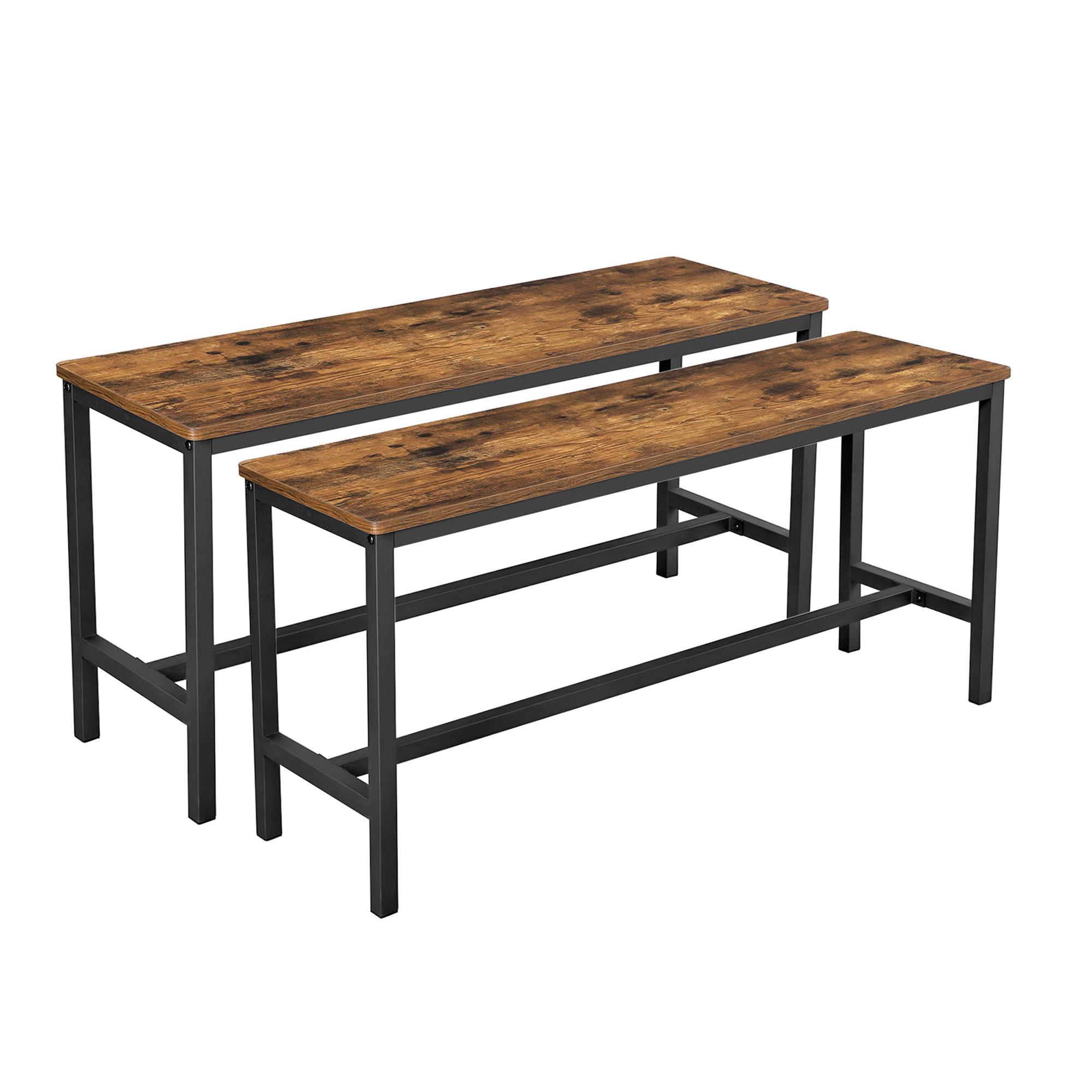 TEMU Chair And Bench Set, Metal Frame, Ideal For Kitchens, Dining Rooms, Or Living Areas. Dimensions: 108 X 32.5 X 50 Cm. -black Finish