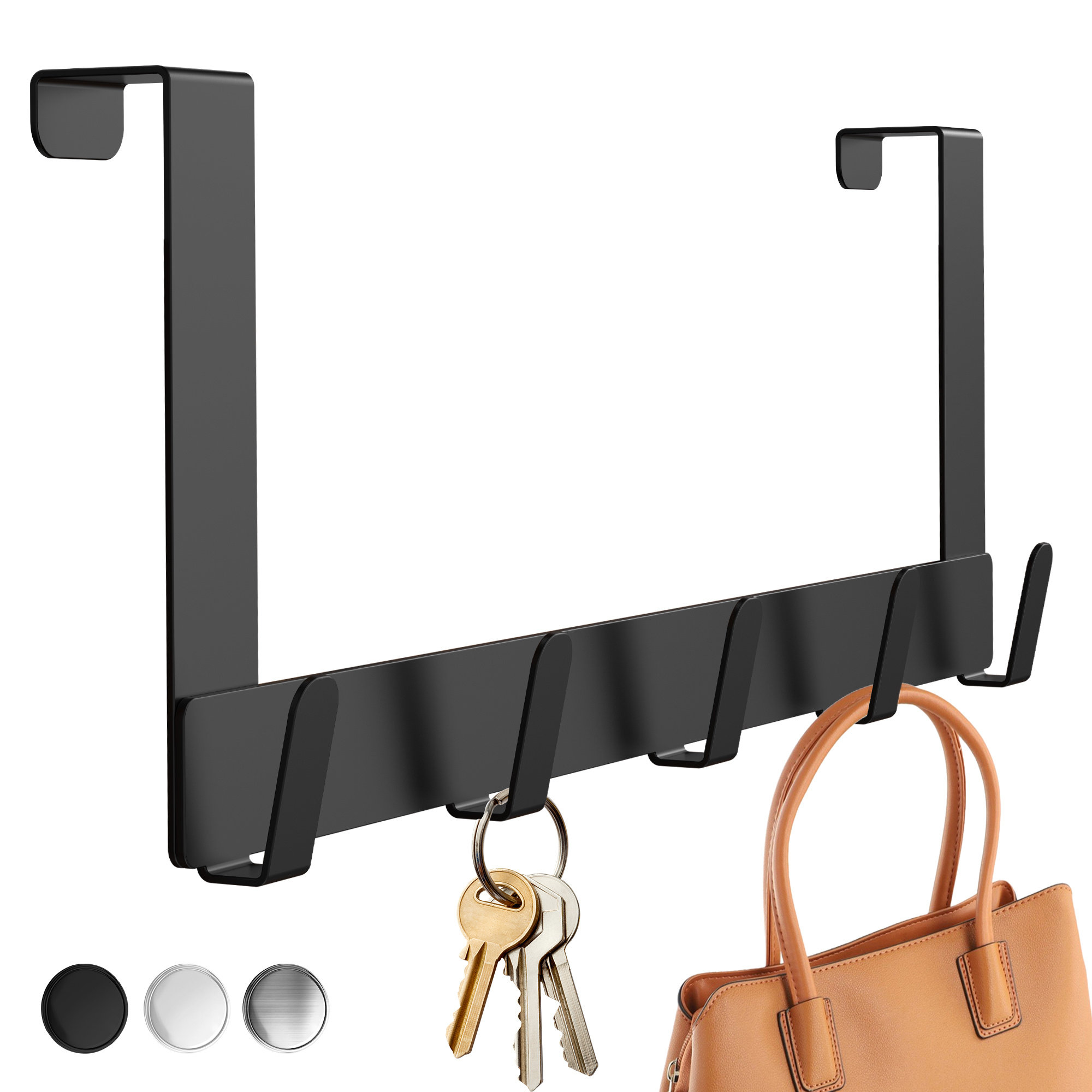 Home Stainless Steel Door Coat Rack For Hanging - Stable Door Without Drilling, Loadable Coat Hooks & Towel Holder Up To 30 Kg Per Hook, Slip-resistant, , /silver