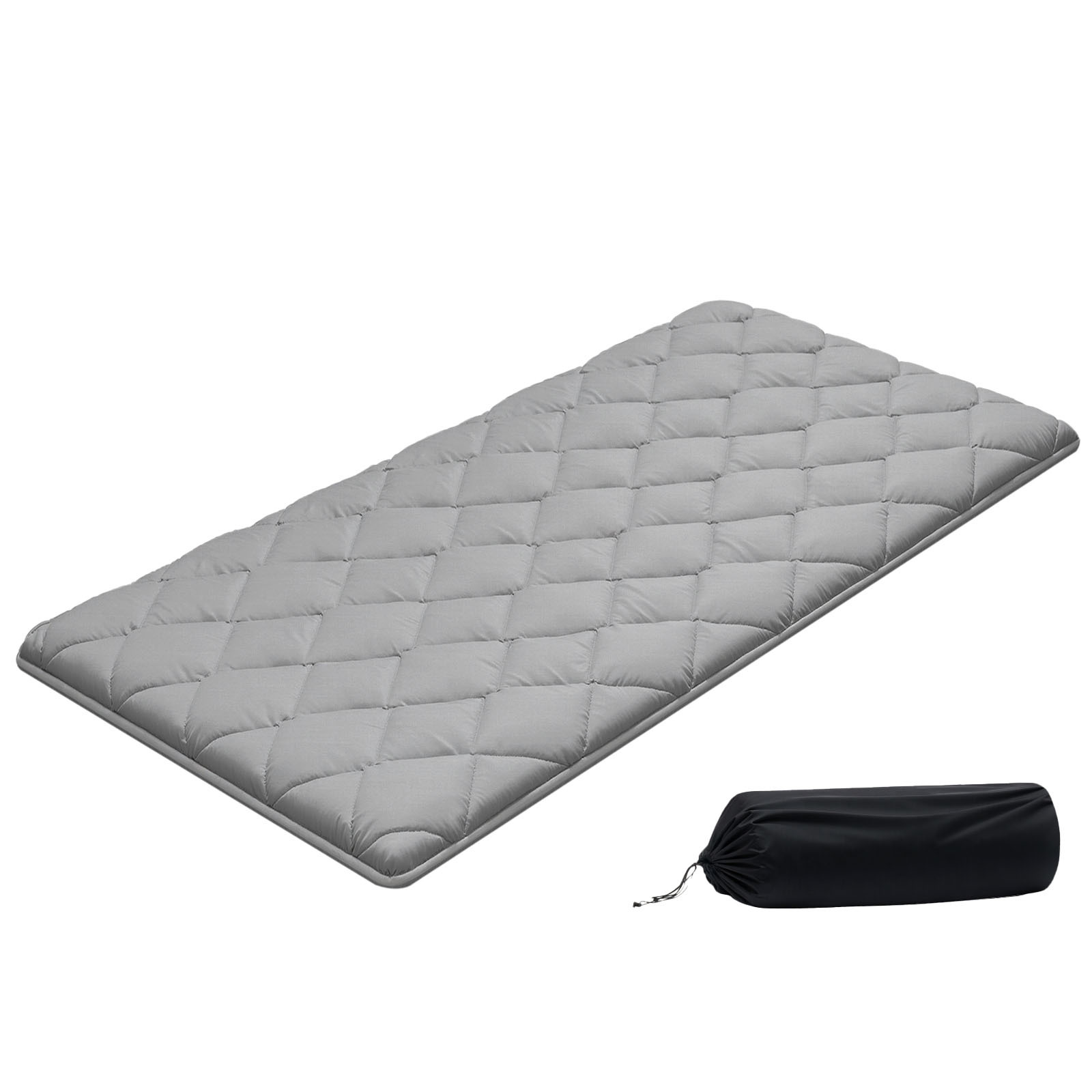 Image of Vevor Japanese Tatami Mat, Twin Size Foldable Japanese Tatami Mattress, Futon Mattress With Storage Bag & Fastener, 9-layer Floor Mat For Sleeping, Dorm, Meditation, Yoga, 2032 X 991 .5 Mm, Gray