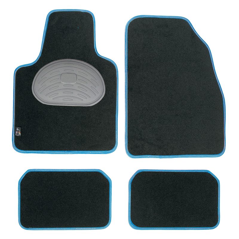 TEMU La Boutique para tu Coche - Juego de Alfombras Moqueta Negra TALONERA Goma Color
