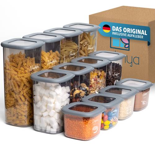 evlinya lebensmittelbehälter behältersets – frischhaltedosen set mit deckel, stapelbare aufbewahrungsbox als küchen organizer und kühlschrank organizer, für lagerung von lebensmitteln und küchenorganizer und aufbewahrung – 12-teiliges mix set