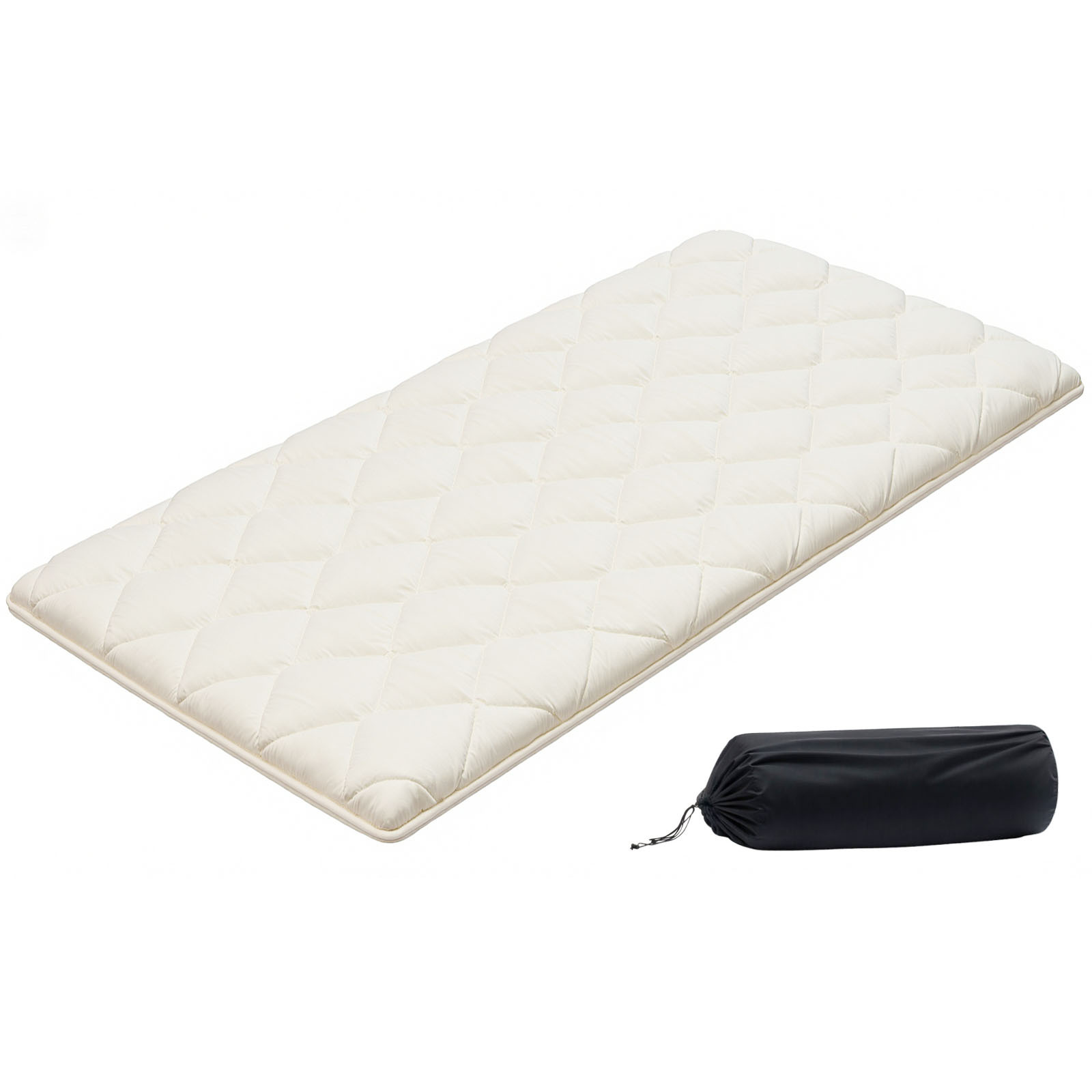 Image of Vevor Japanese Tatami Mat, Twin Size Foldable Japanese Tatami Mattress, Futon Mattress With Storage Bag & Fastener, 9-layer Floor Mat For Sleeping, Dorm, Meditation, Yoga, 2032 X 991 .5 Mm, White