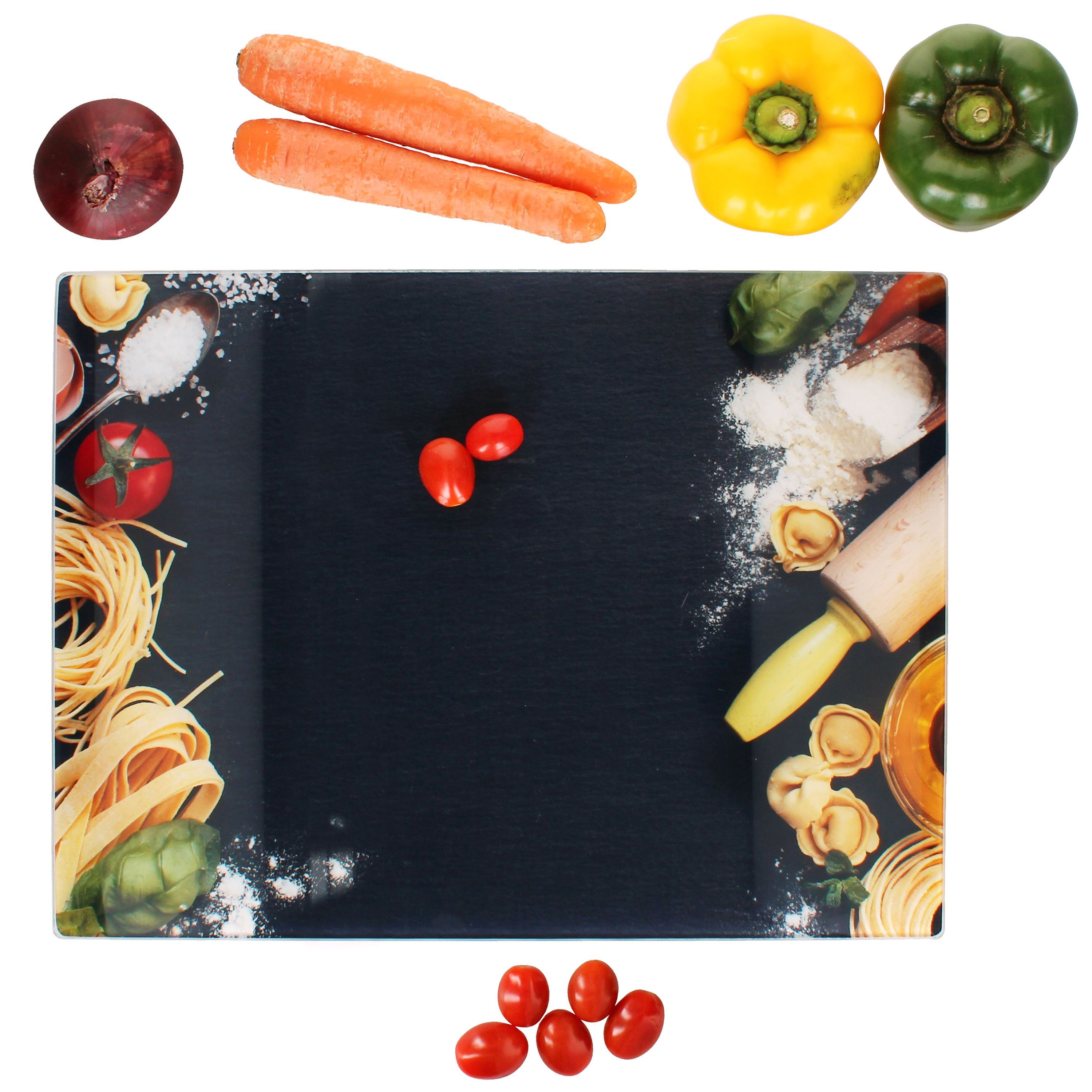 Glass Cutting Board With Pasta Decor 30x40cm - 23490789
