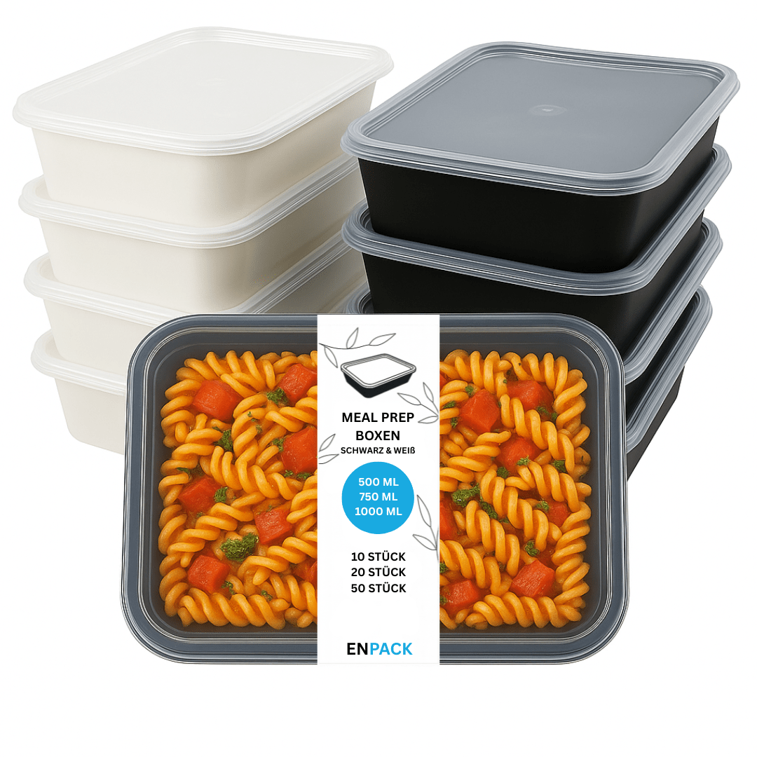 Image of Enpack Storage Container With Lid (500ml) – Microwave- Containers In White/black, Airtight & Bpa-free, Ideal As Fridge Organizer, Meal Prep Box, Container For Food