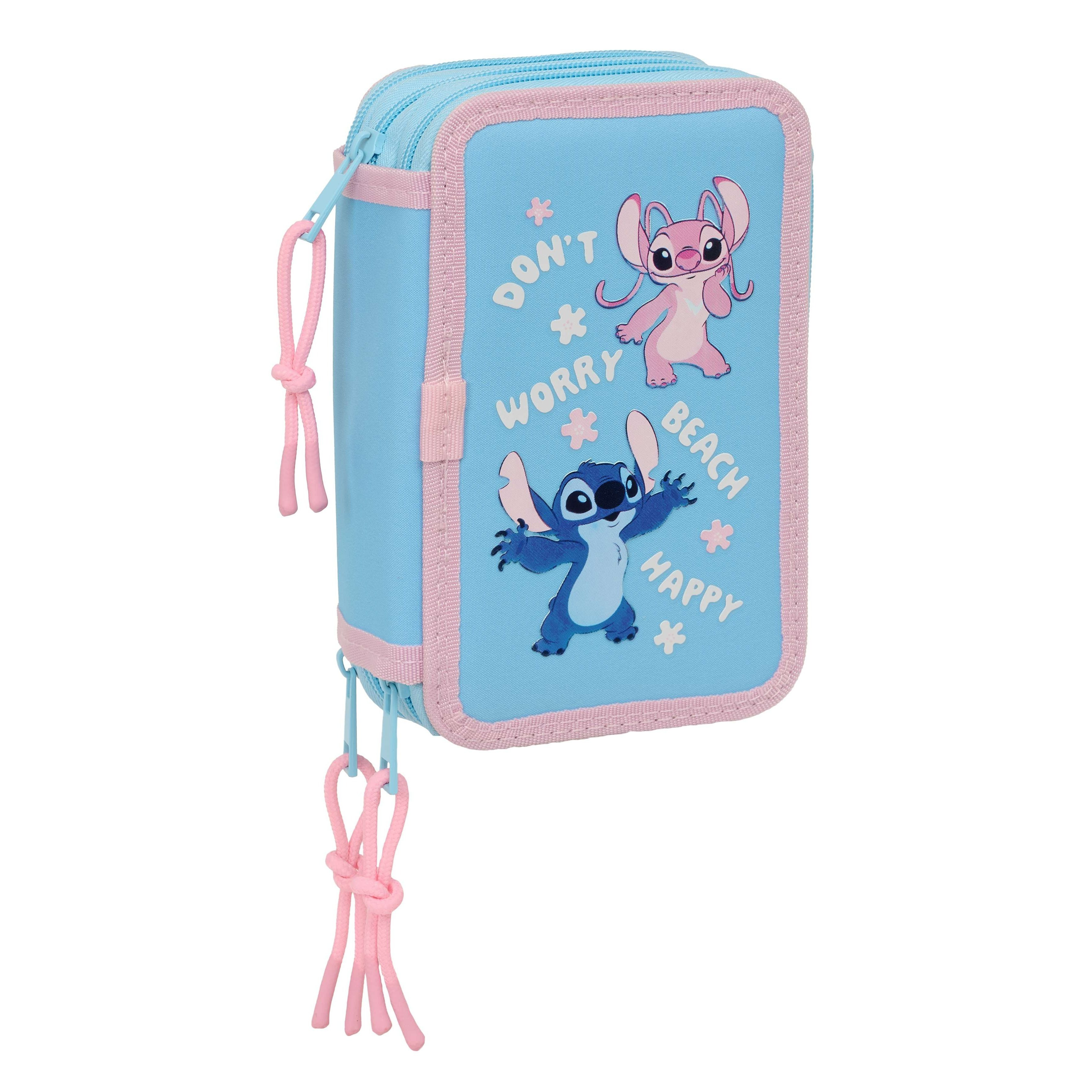 Stitch & "happy" 37-piece Pencil Case Set With 3 Compartments And Triple Filling