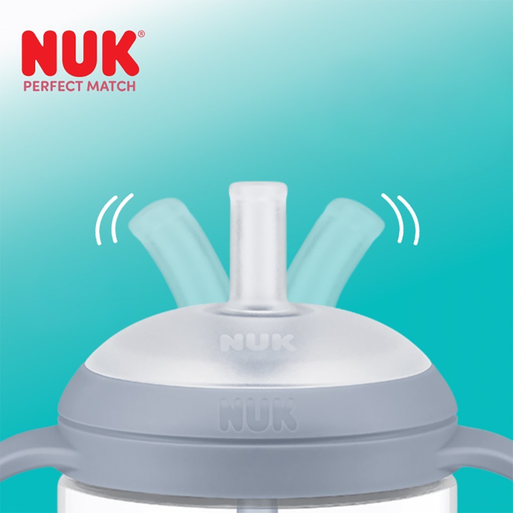 NUK Perfect Match Training Fles met Rietje 150 ml - Morsvrij, met Temperatuurregeling, voor Kinderen 8M+ | BEAR