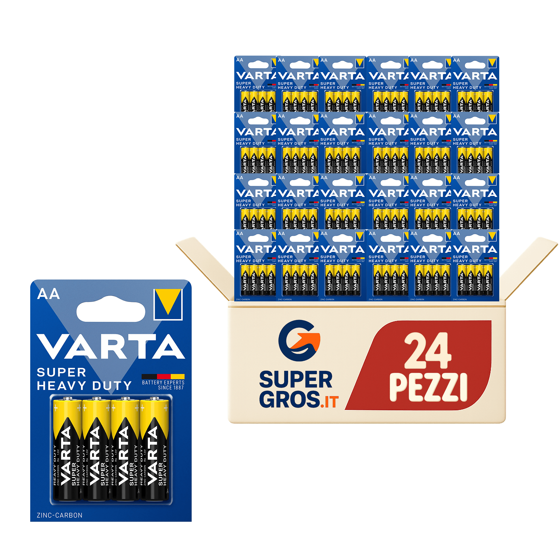 TEMU Verpakking VARTA Duty Zink-Koolstof 1.5V R6 AA Batterijen voor Afstandsbedieningen Horloges Alarms