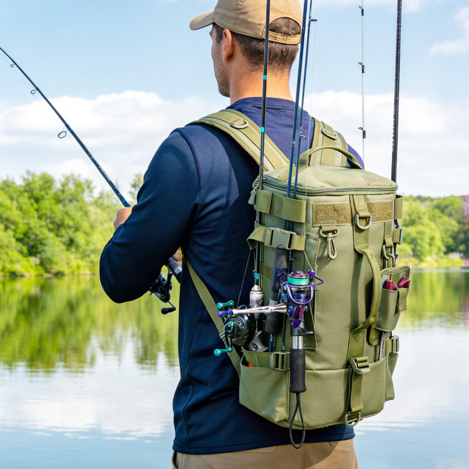 Image of A Versatile Outdoor Angling Backpack That Can Be Used As A Travel Picnic Bag And Is Suitable For Angling, Picnicking, And Hiking.