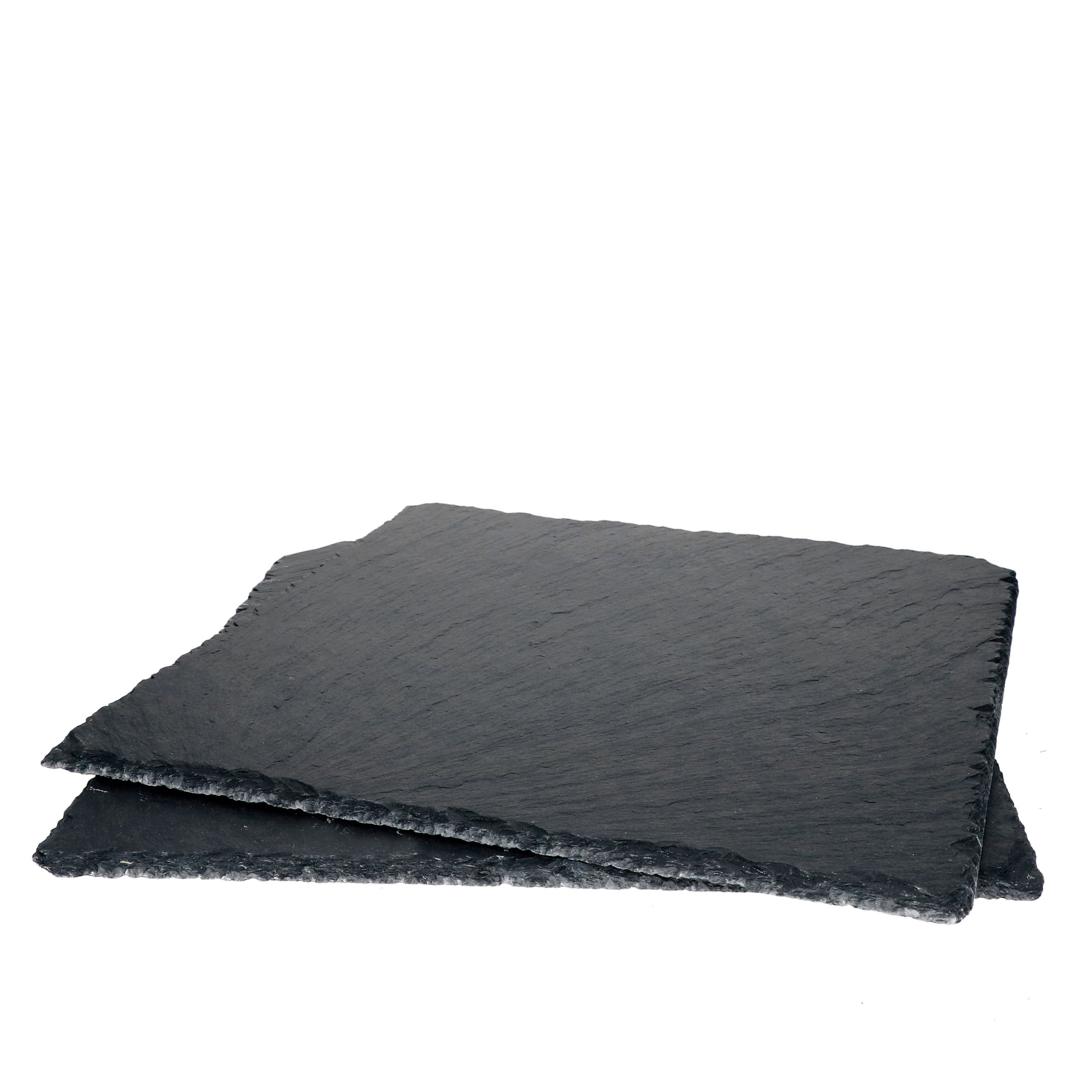 E-shop 2er Set Schieferplatte 30x30cm Schwarz - 23464620